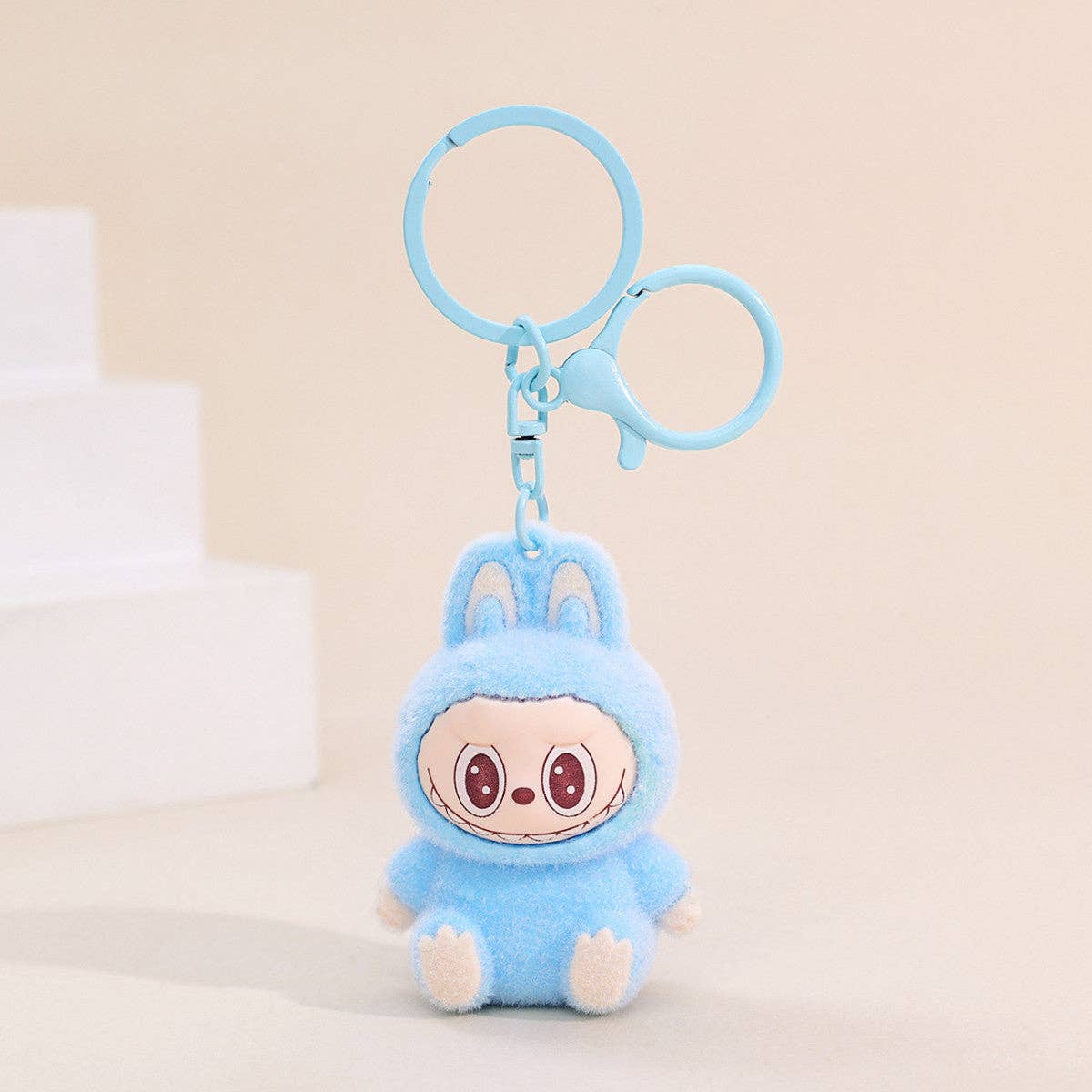Labubu flocking backpack clip /keychain