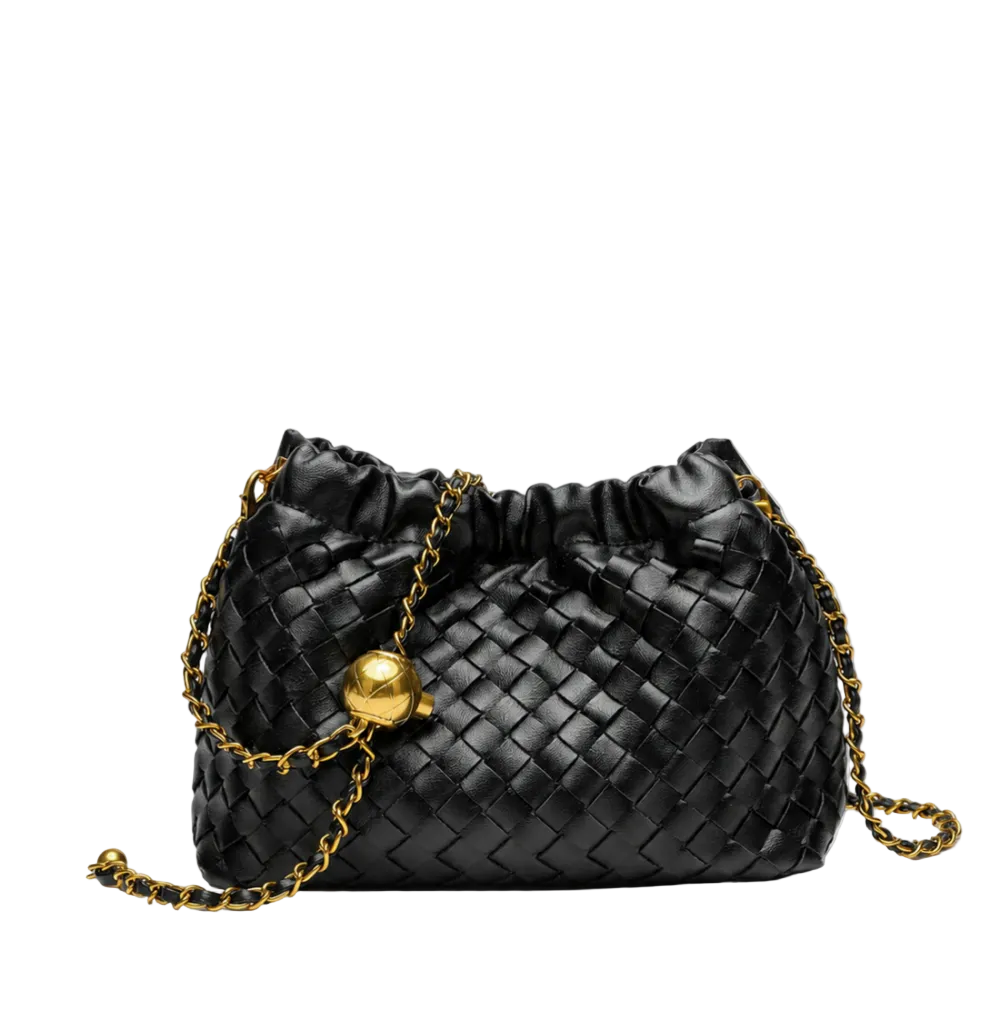 Woven Drawstring Crossbody Bag