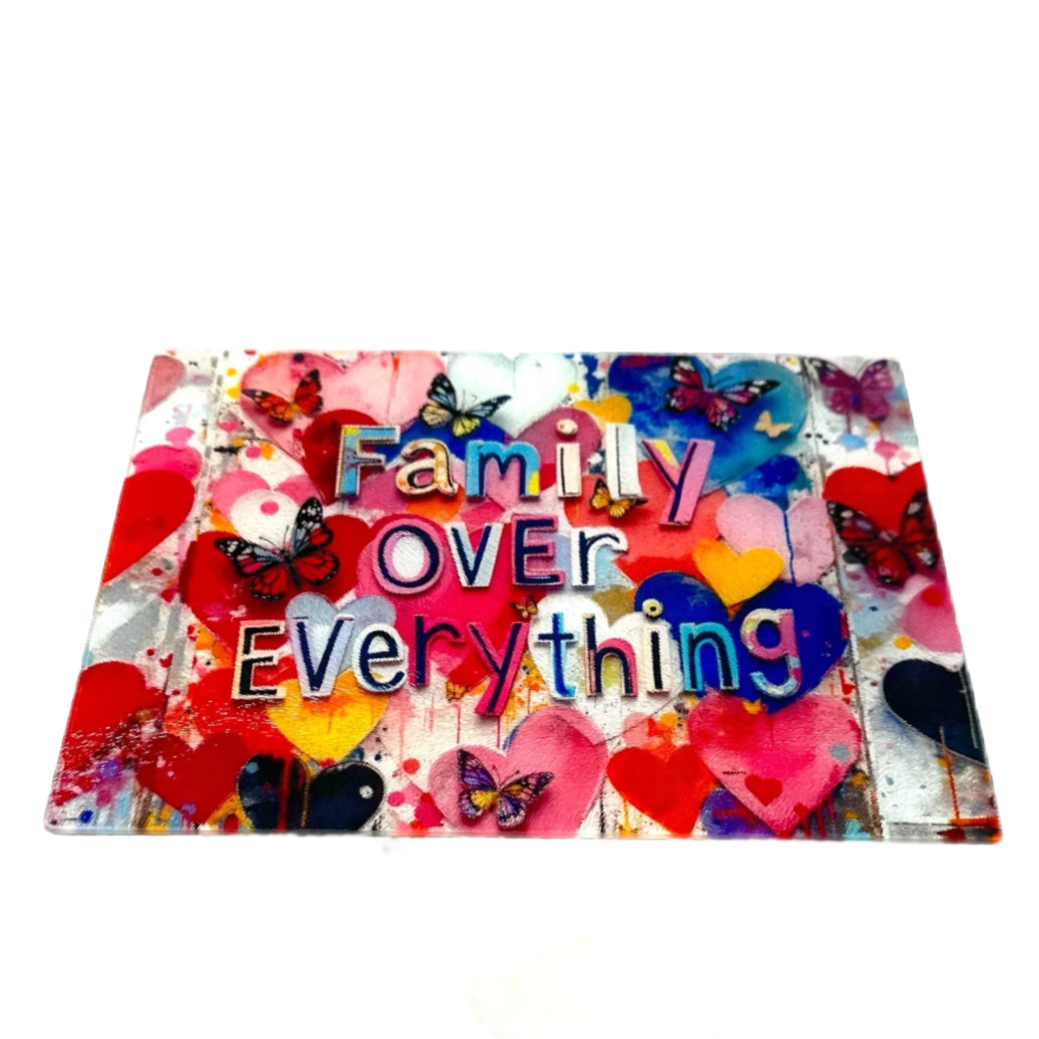 Family Over Everything glass tray