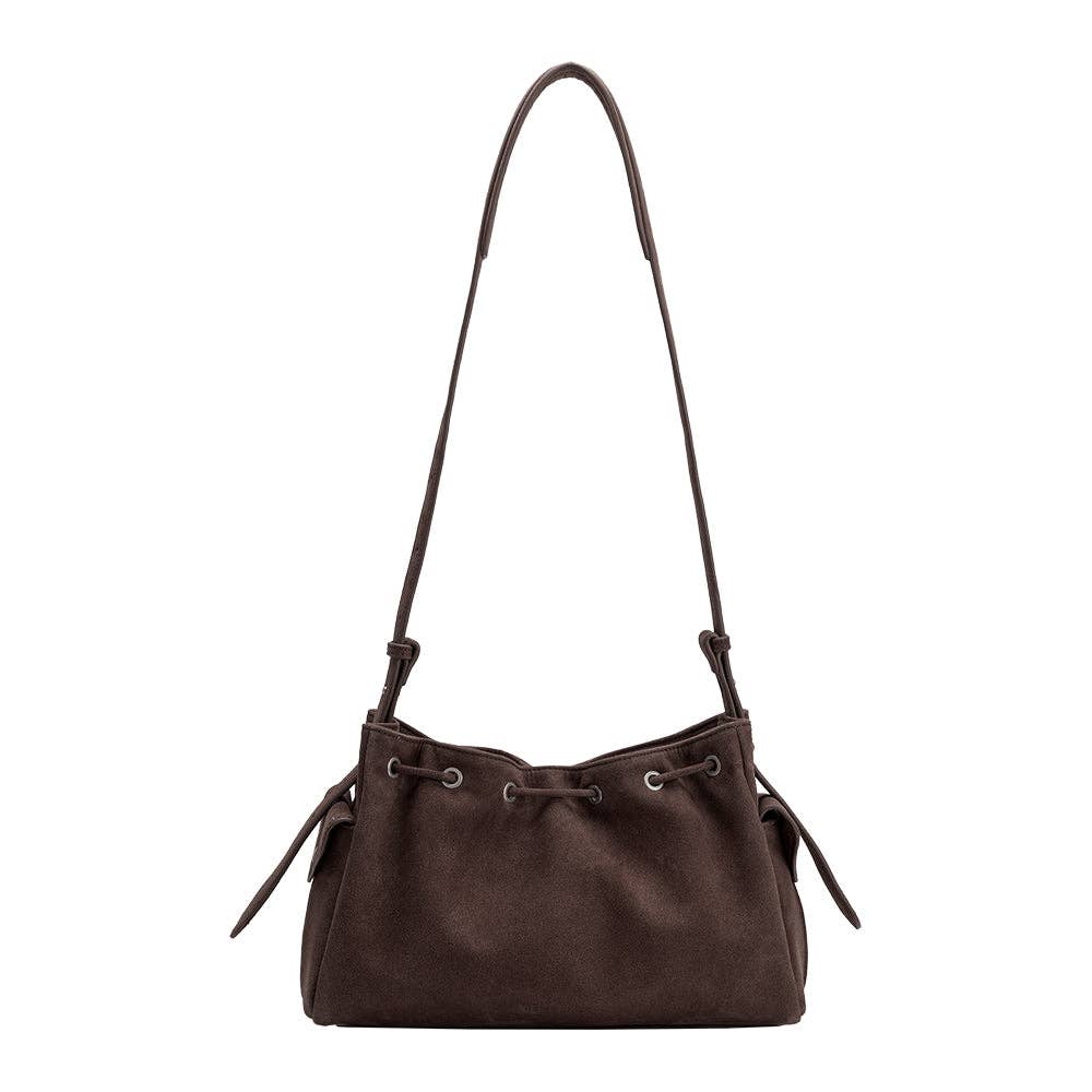Chocolate Recycled Vegan Suede Shoulder Bag