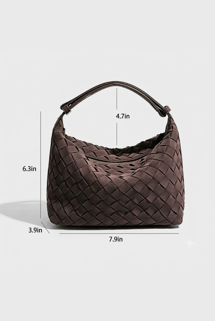 Woven vegan Suede Hobo Bag - espresso