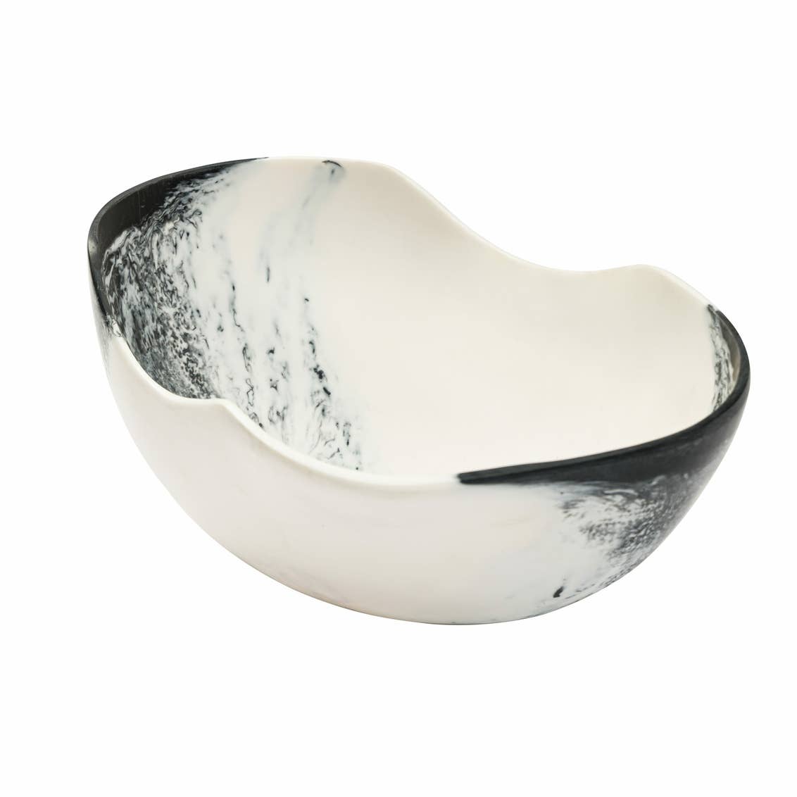 Lucente Black & White Matte Organic Bowl and servers set