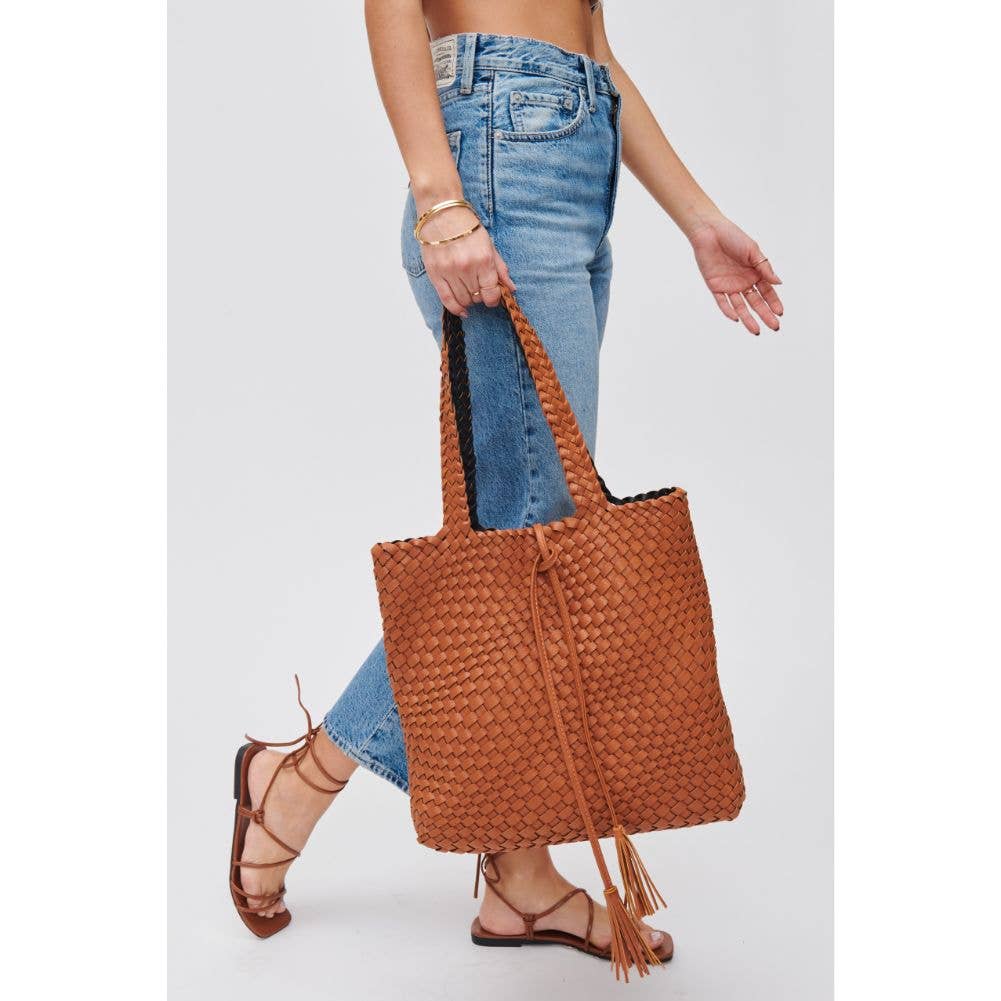 vegan leather basketweave Tote