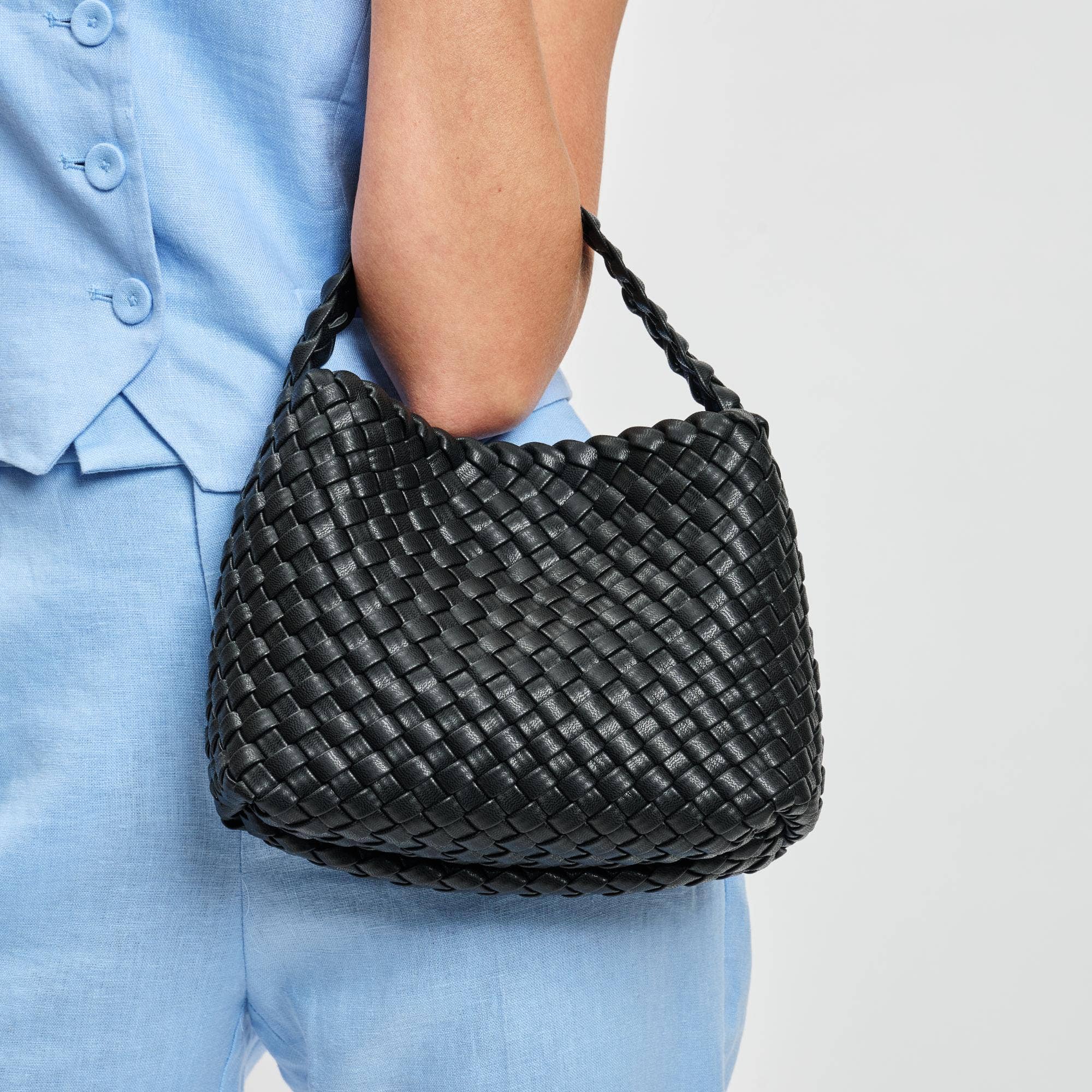 Woven vegan leather Crossbody