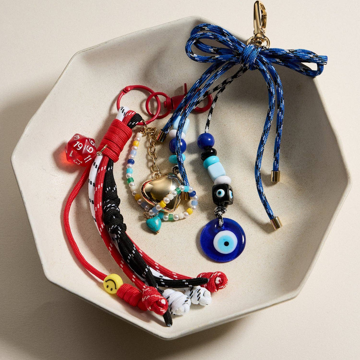 Blue evil eye Beaded Keychain charm