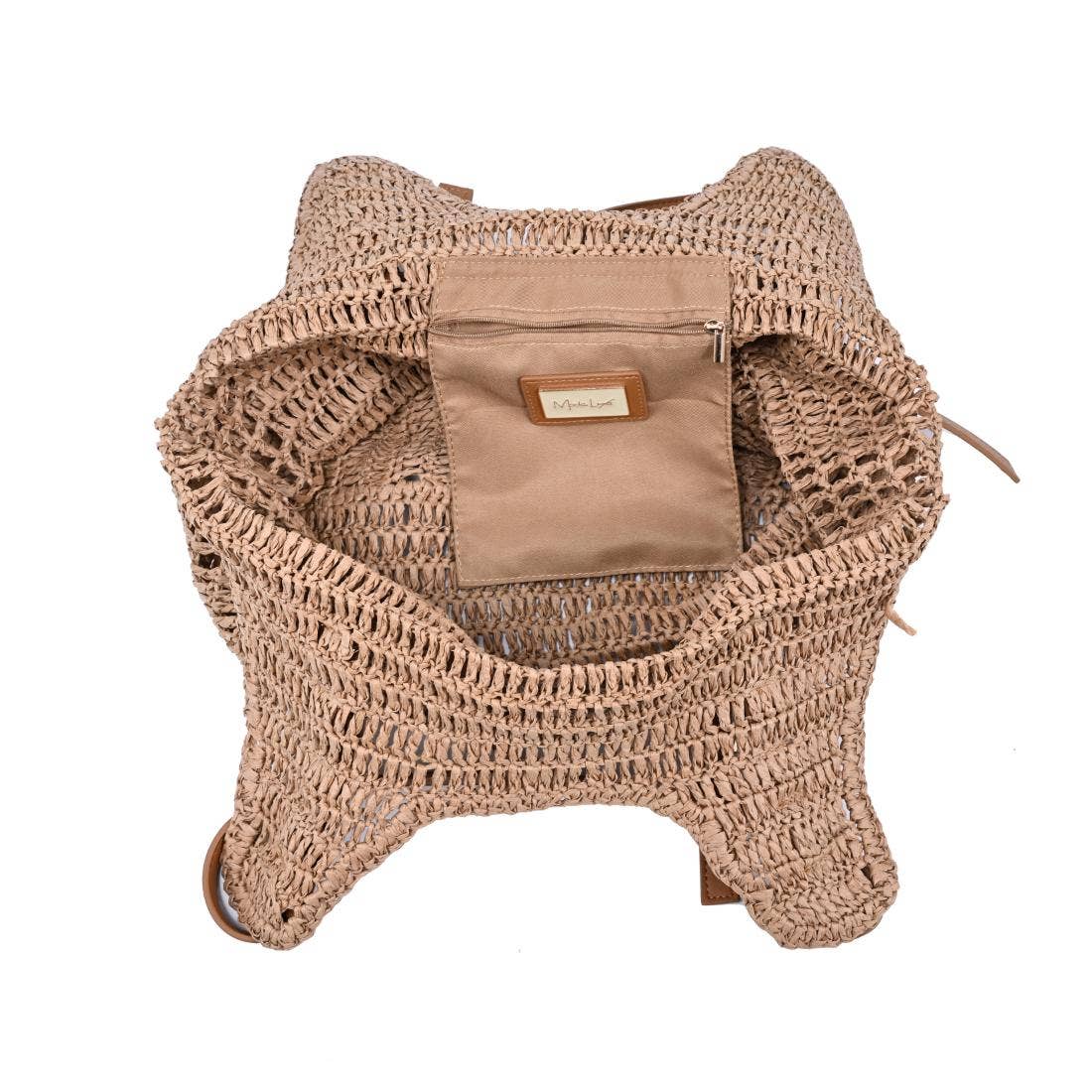 Handwoven Tote with buckle straps - natural
