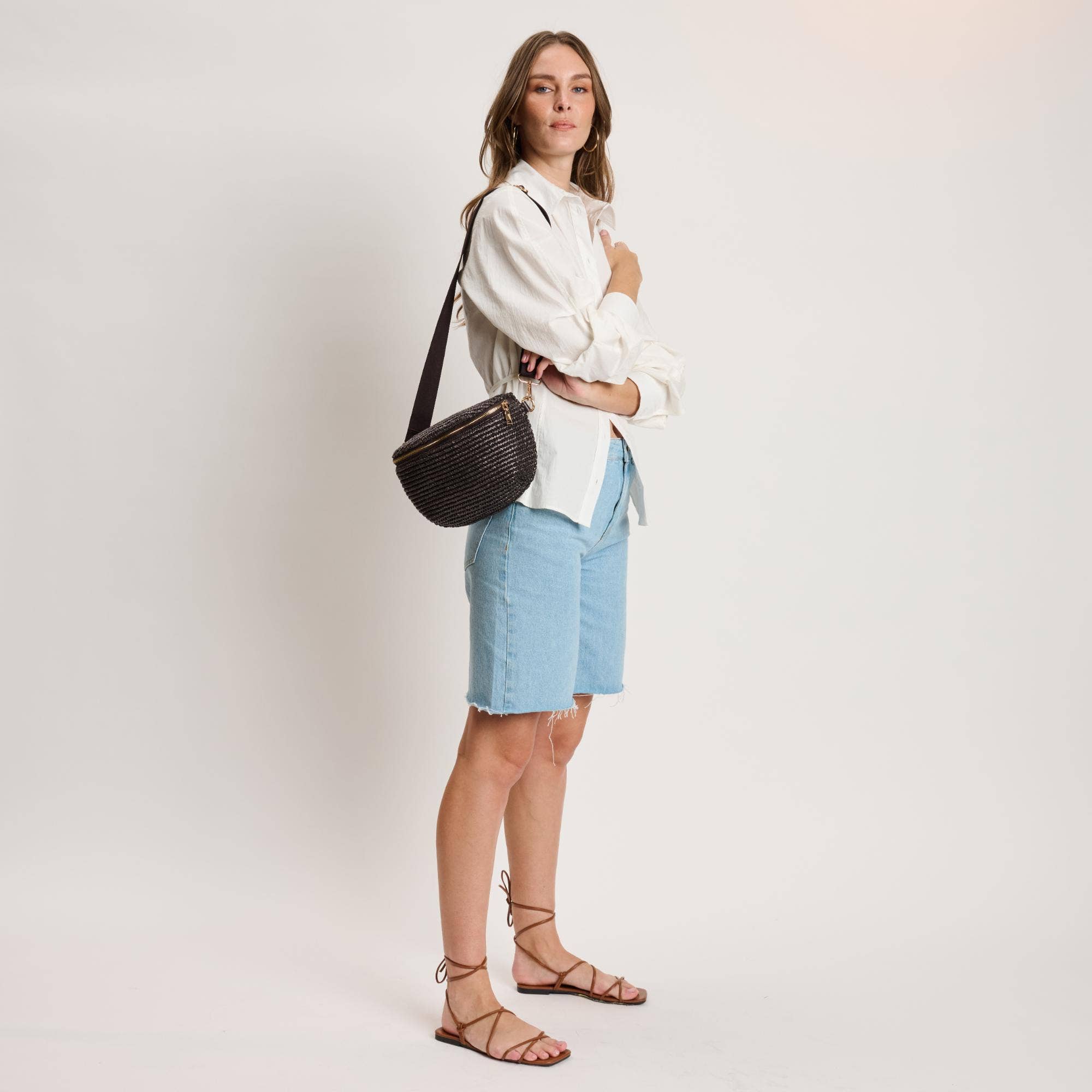 Large woven Checker Belt Bag