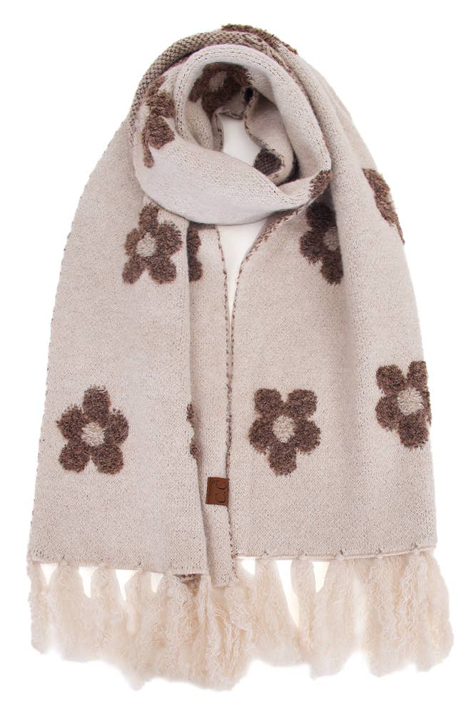 Daisy Pattern Scarf beige