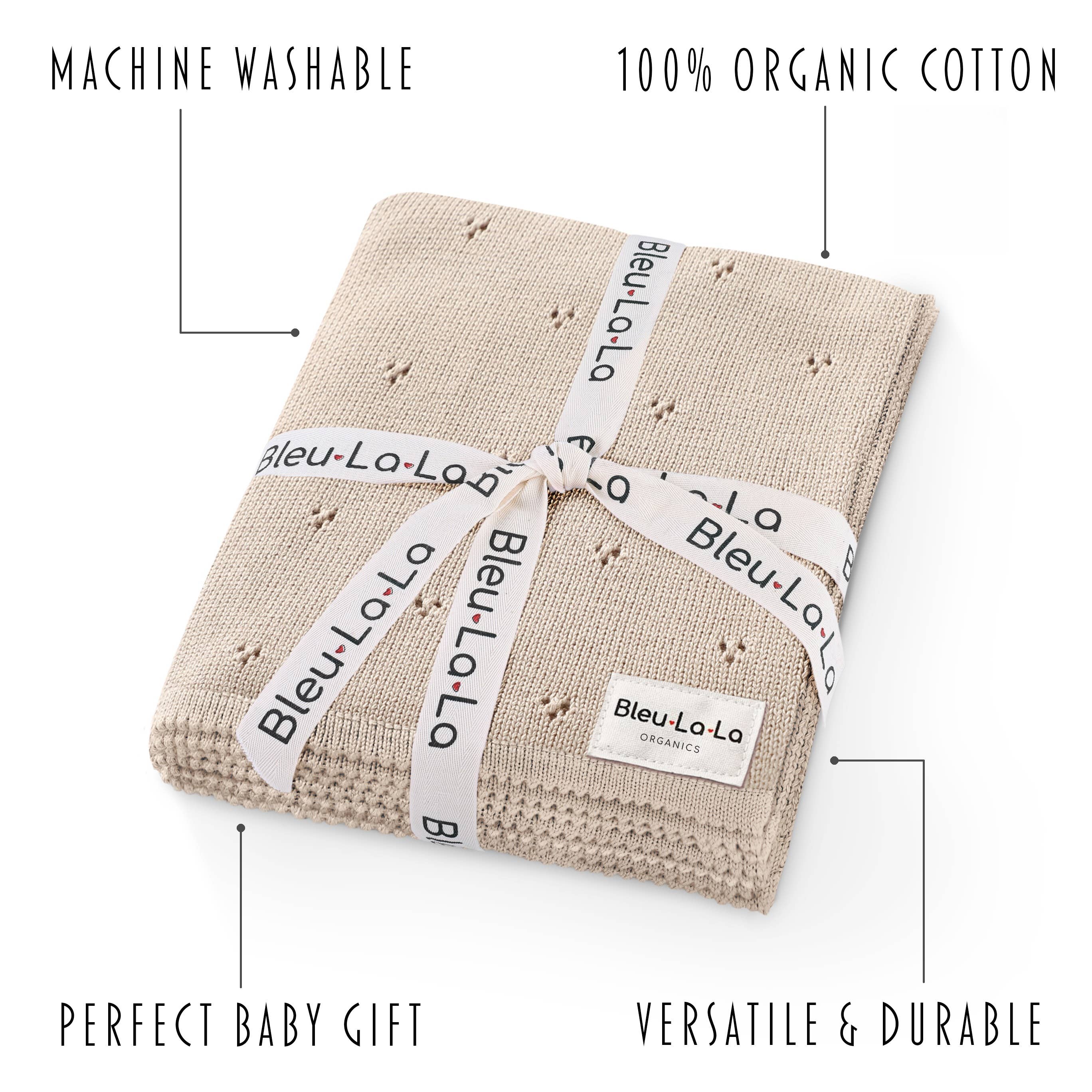 Oatmeal Organic Cotton Pointelle Receiving Baby Blanket