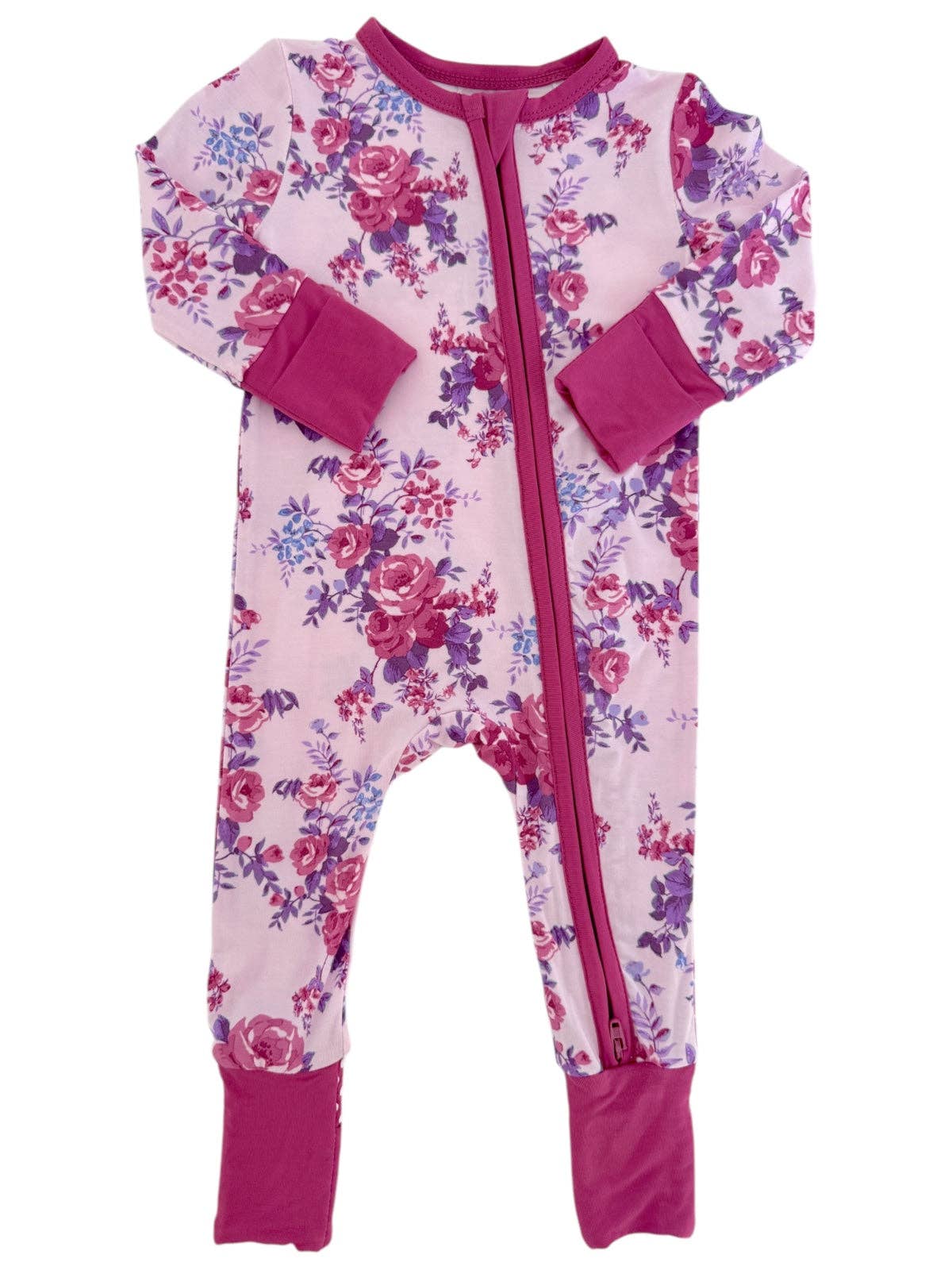 2-Way Zip Romper, Violet Rose