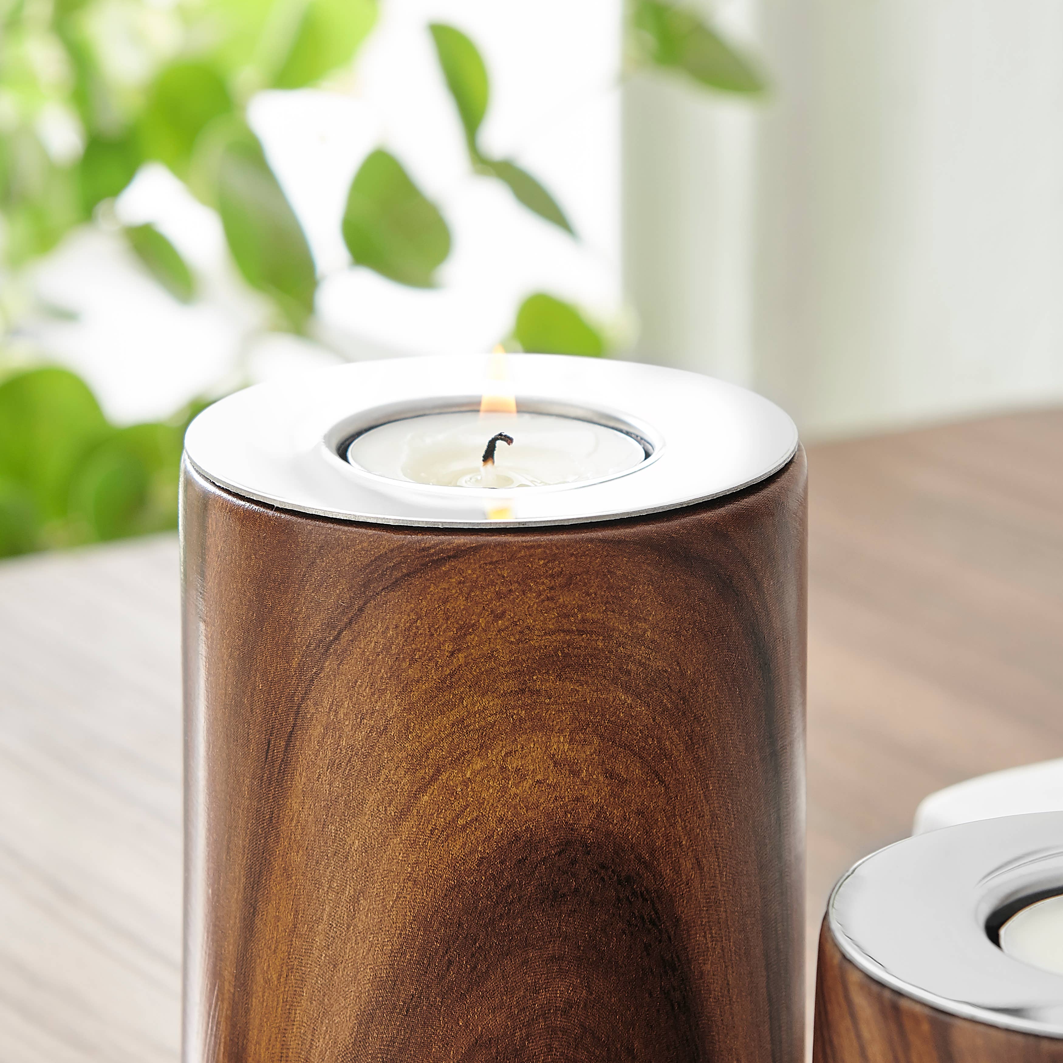 Hemming Modern Walnut Finish Tealight Candle Holder Set of 3