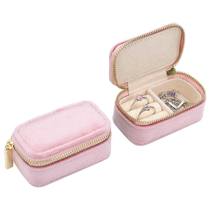 Velvet Mini Travel Jewelry Pink