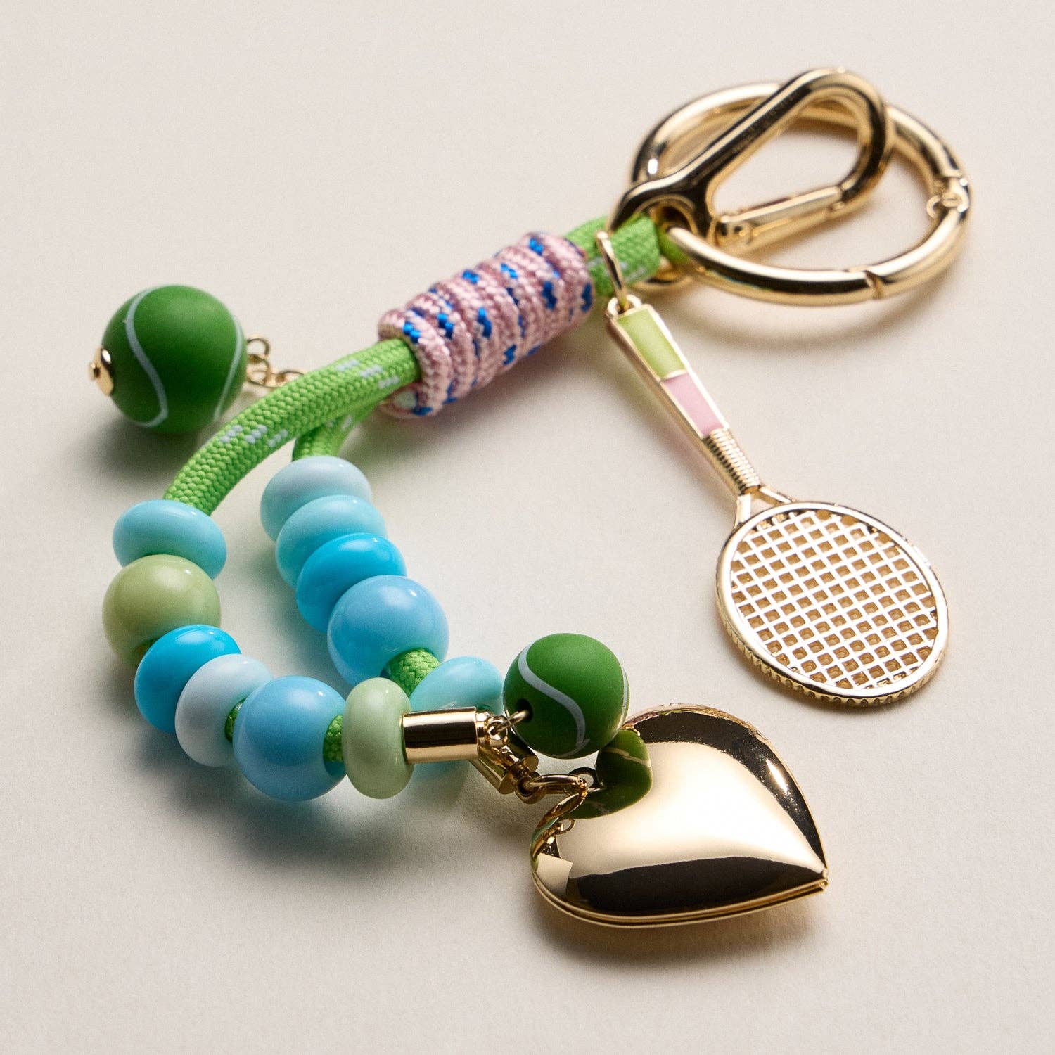 Tennis Charm Beaded Keychain