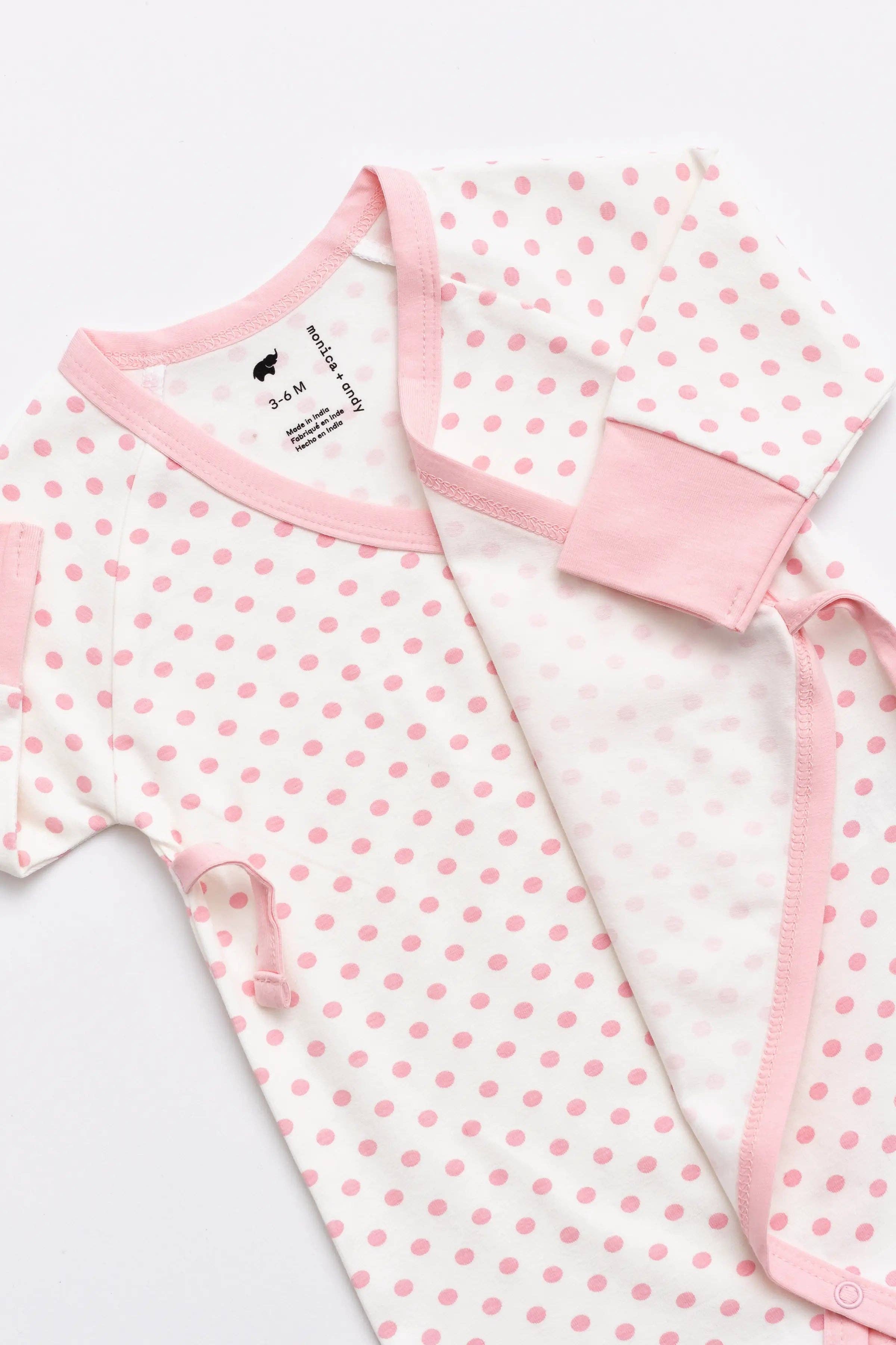 Kimono Tie One-Piece Light Pink Polka Dots