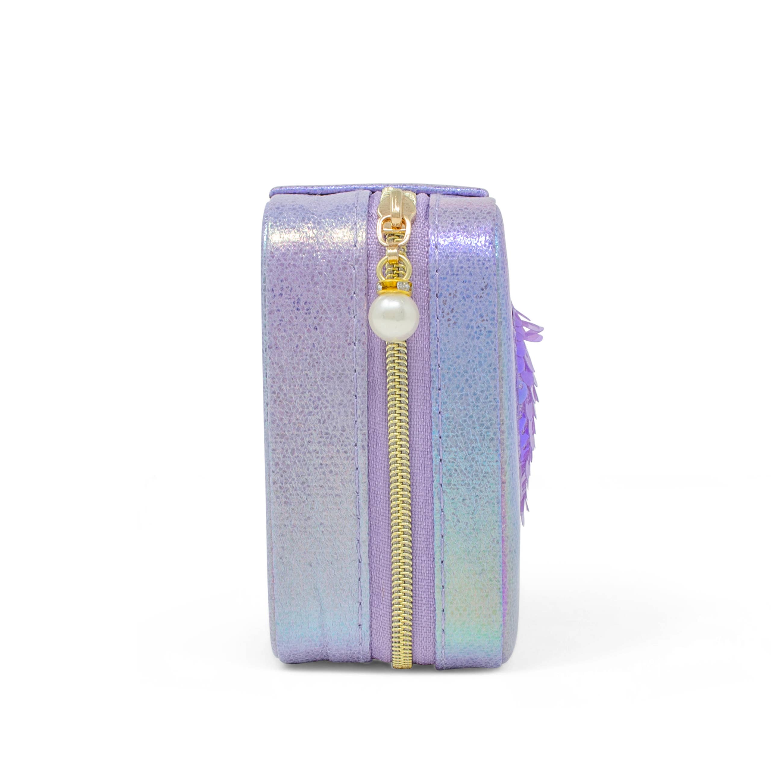 Boîte à bijoux en forme de cœur à paillettes étincelantes : violet