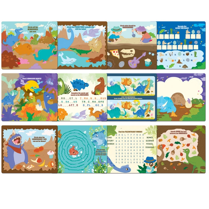 Activités effaçables à sec à emporter - Le monde des dinosaures