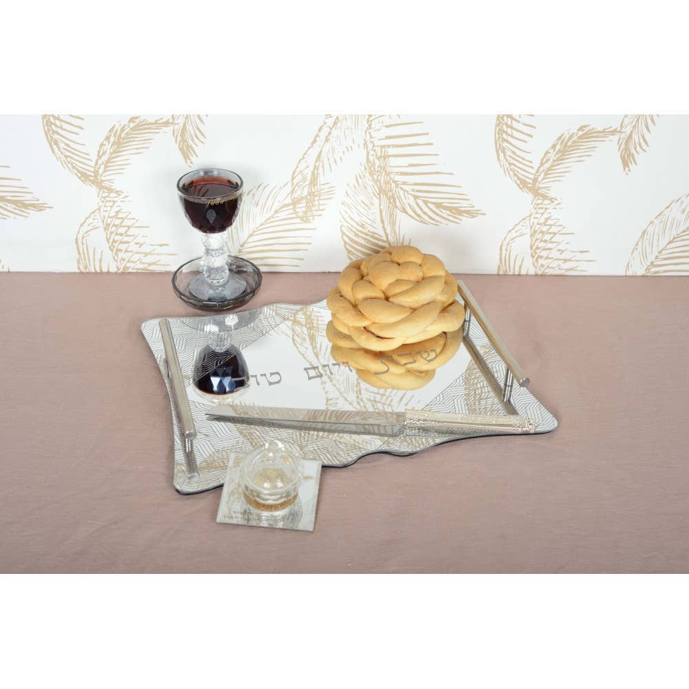 Coupe de Kiddouch en verre fumé avec soucoupe