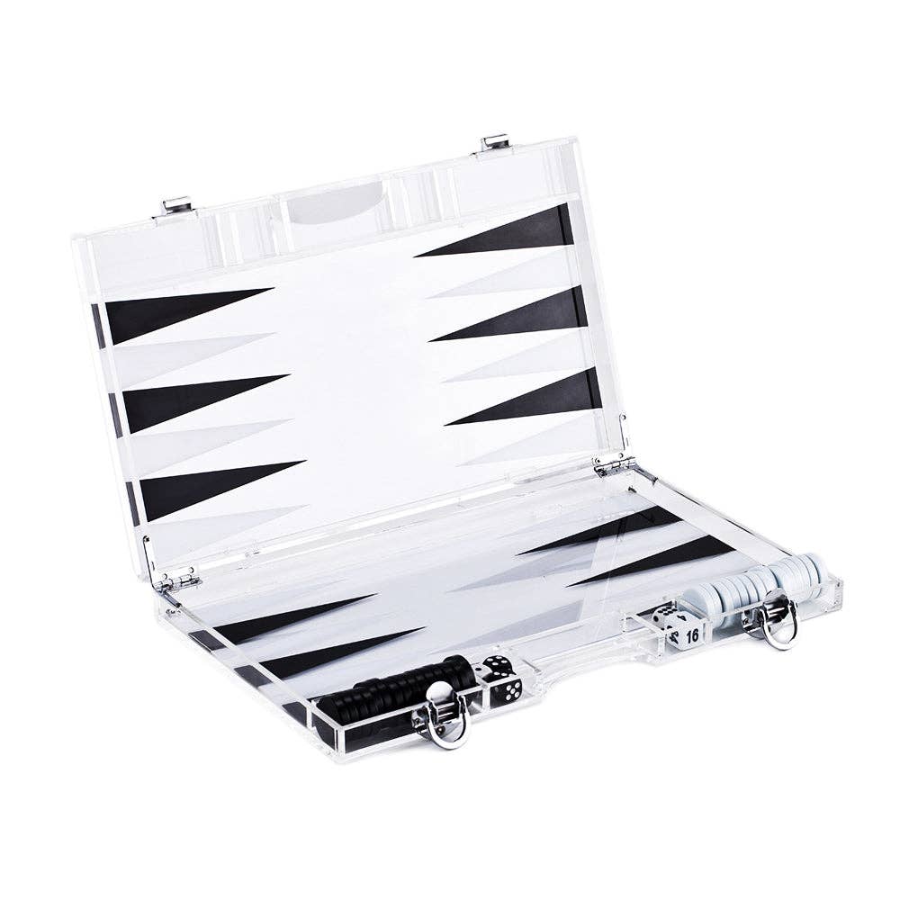 Jeu de backgammon en Lucite massif de 18 pouces