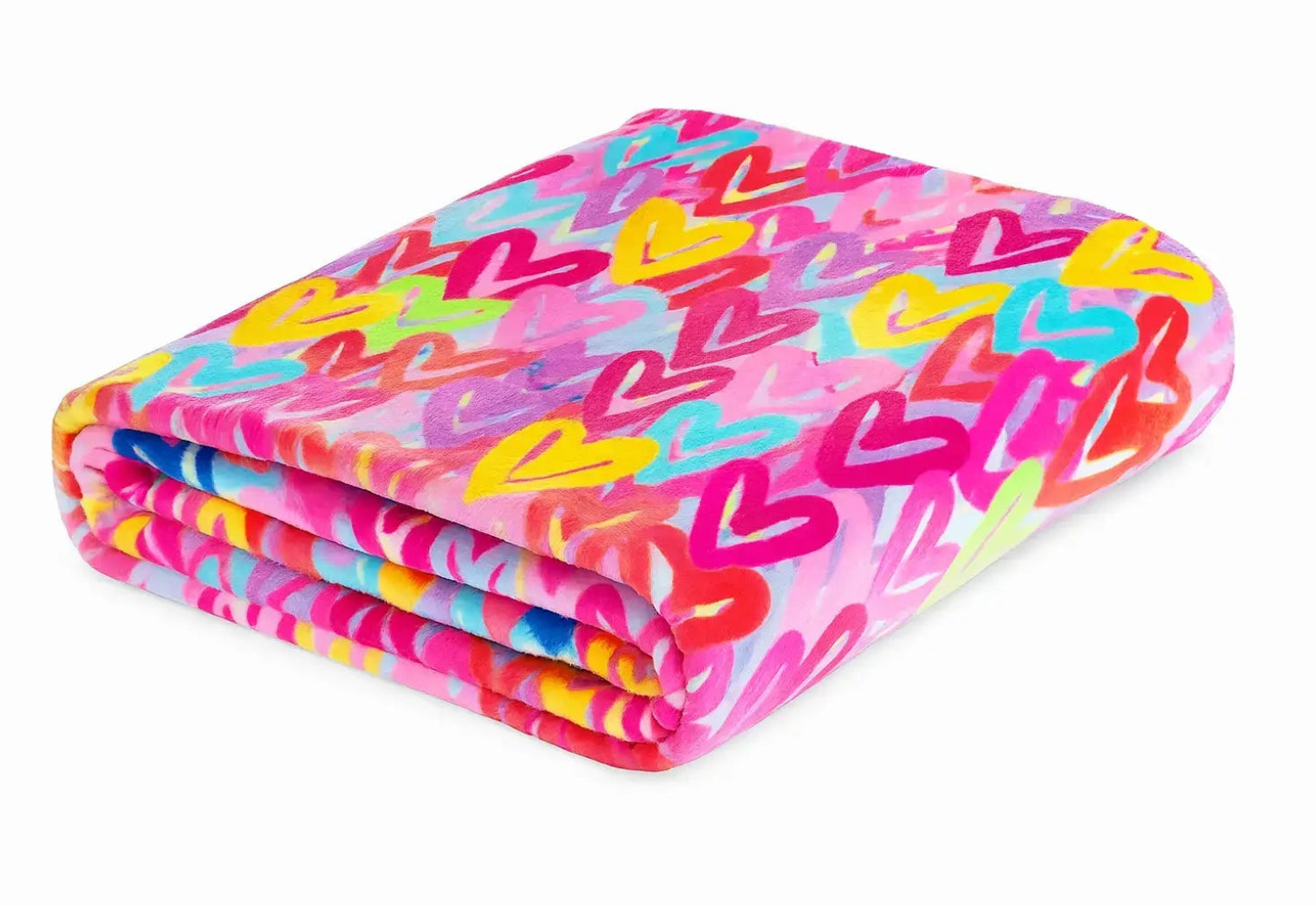 Girls Plush Blanket - Graffiti Hearts