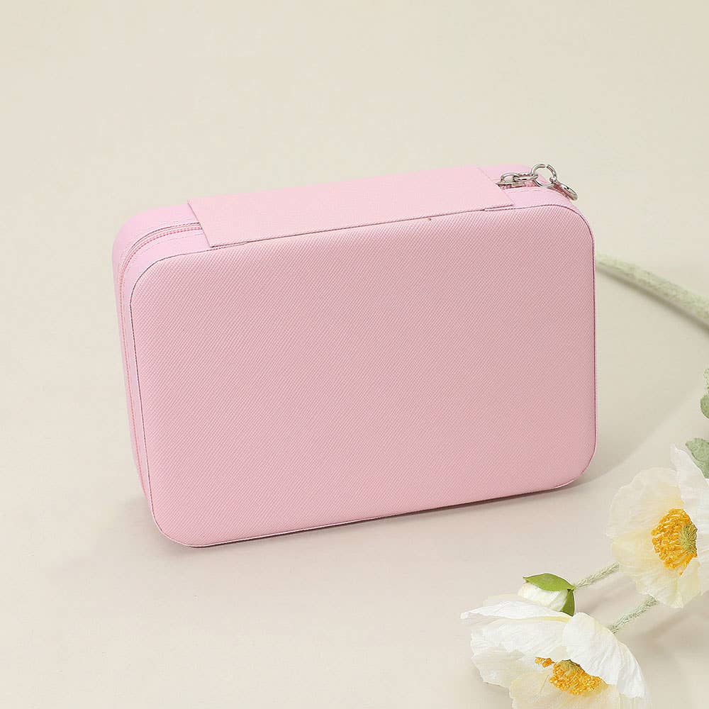 Personalized Faux Leather Portable Jewelry Box, pink