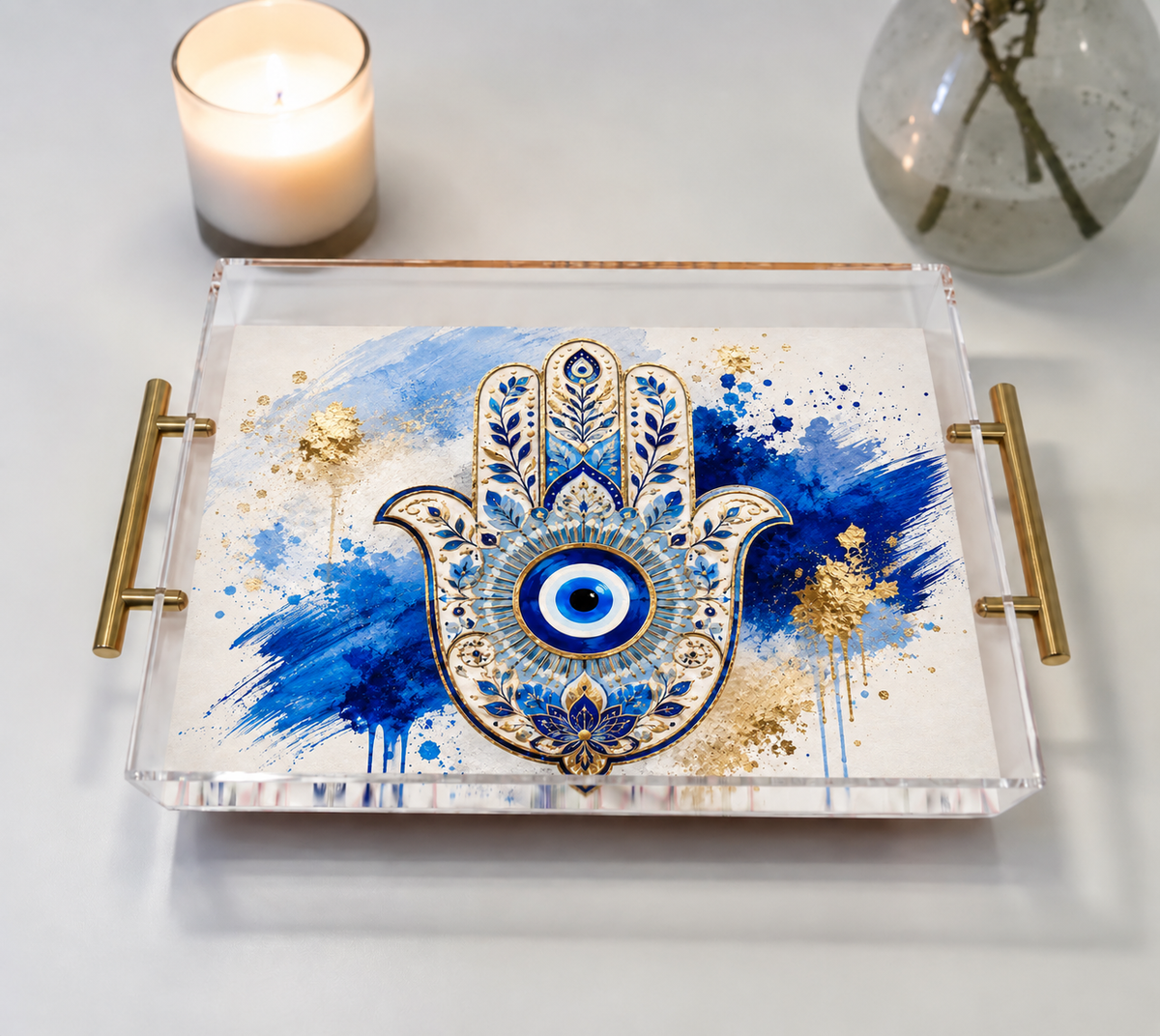Evil Eye Art Acrylic Tray - Serving Tray Home Decor