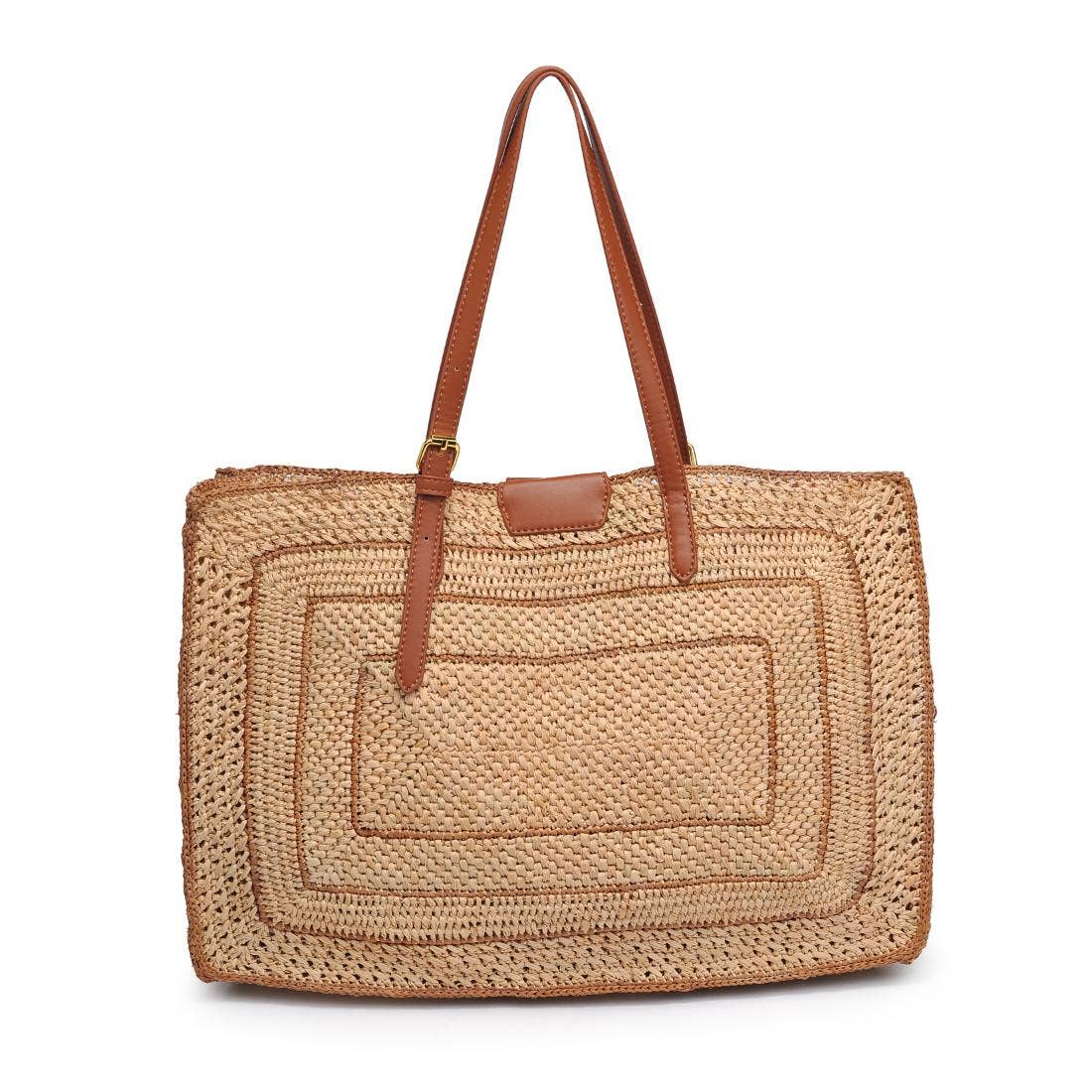 Sac cabas en raphia avec finitions dorées