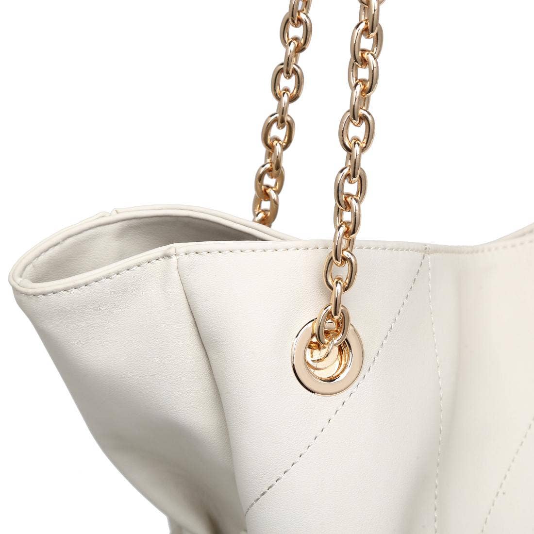 Sac cabas matelassé à ceinture - ivoire