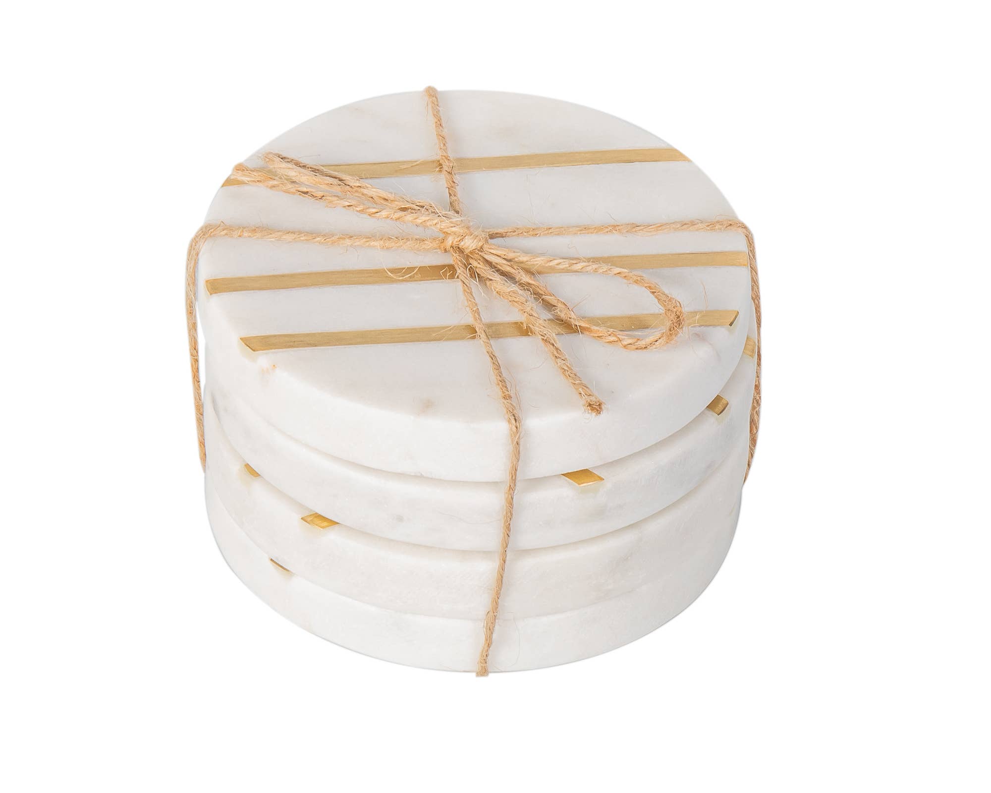 Sous-verres ronds en marbre avec incrustation, lot de 4