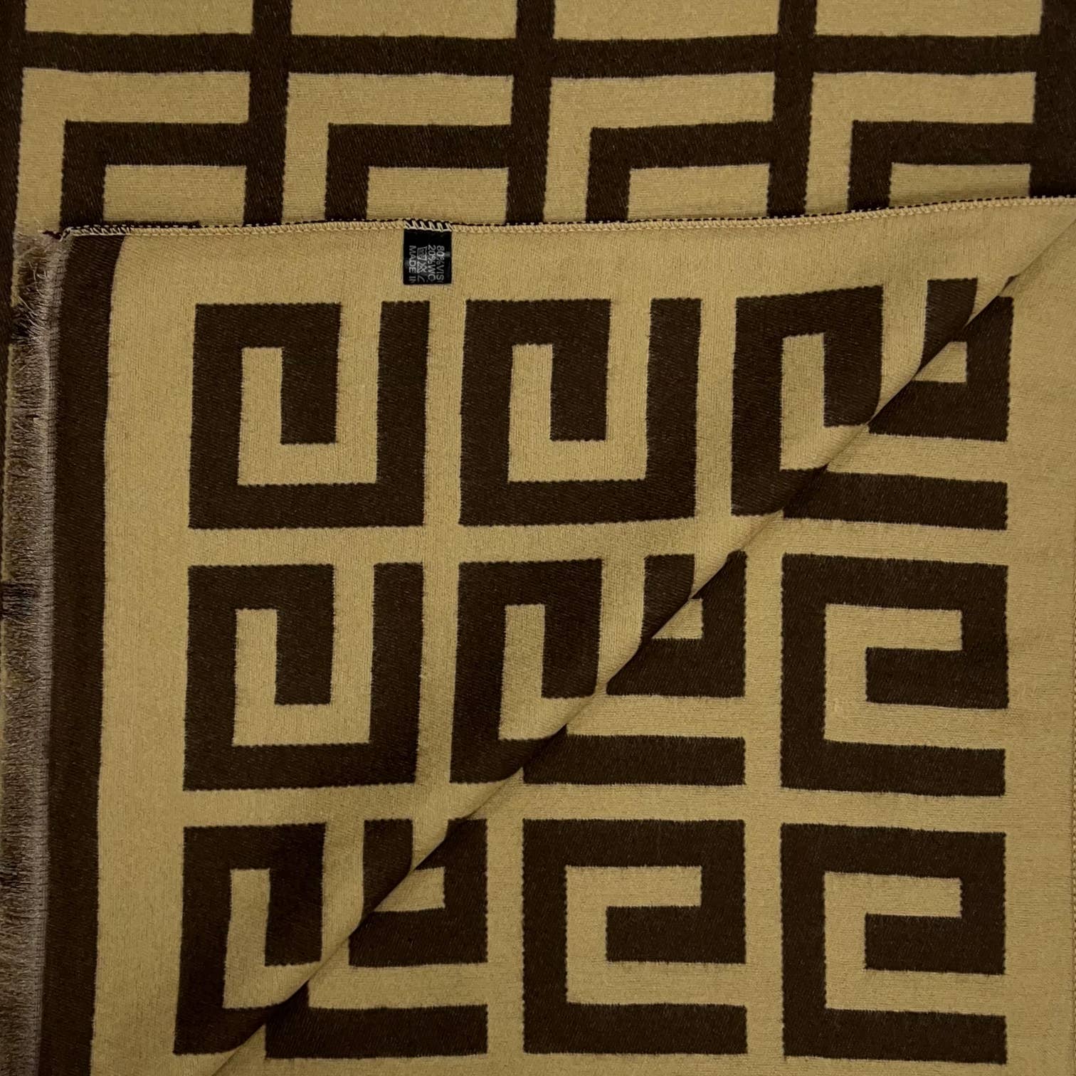 Big Maze print cashmere blend winter scarf - mocha