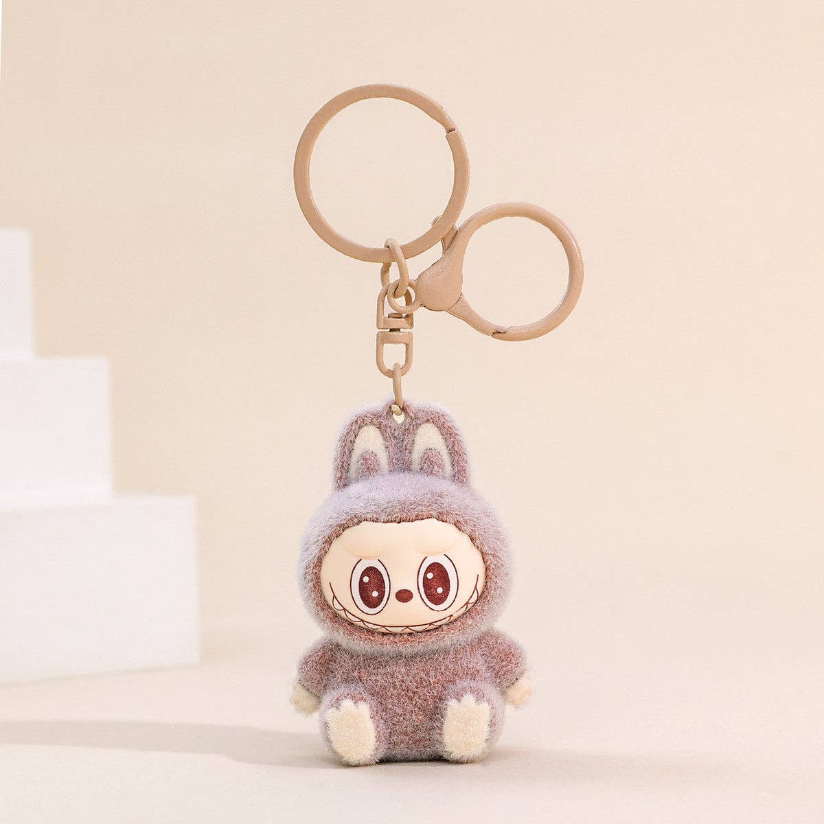 Labubu flocking backpack clip /keychain