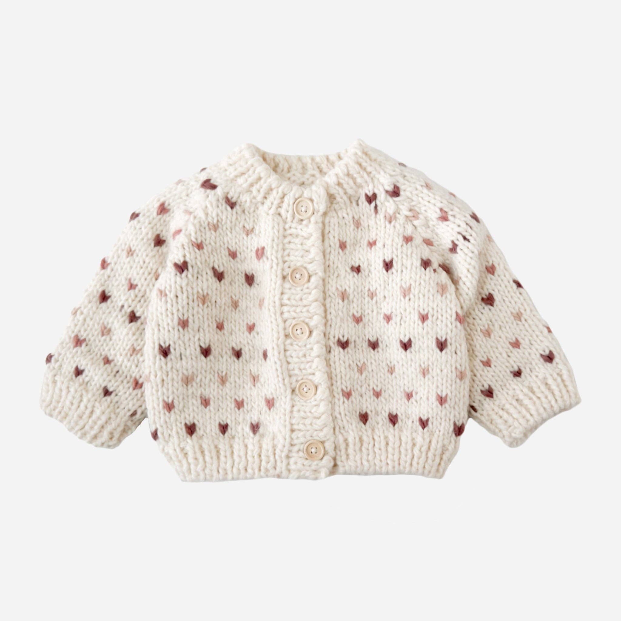 Cardigan Mauve Baby Kid Fall / Winter Heart