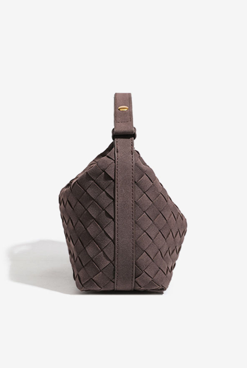 Woven vegan Suede Hobo Bag - espresso