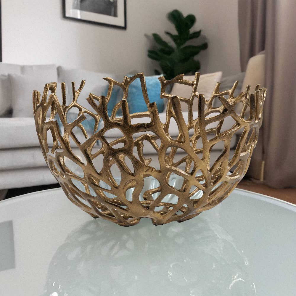 Gold Twigs Round Bowl
