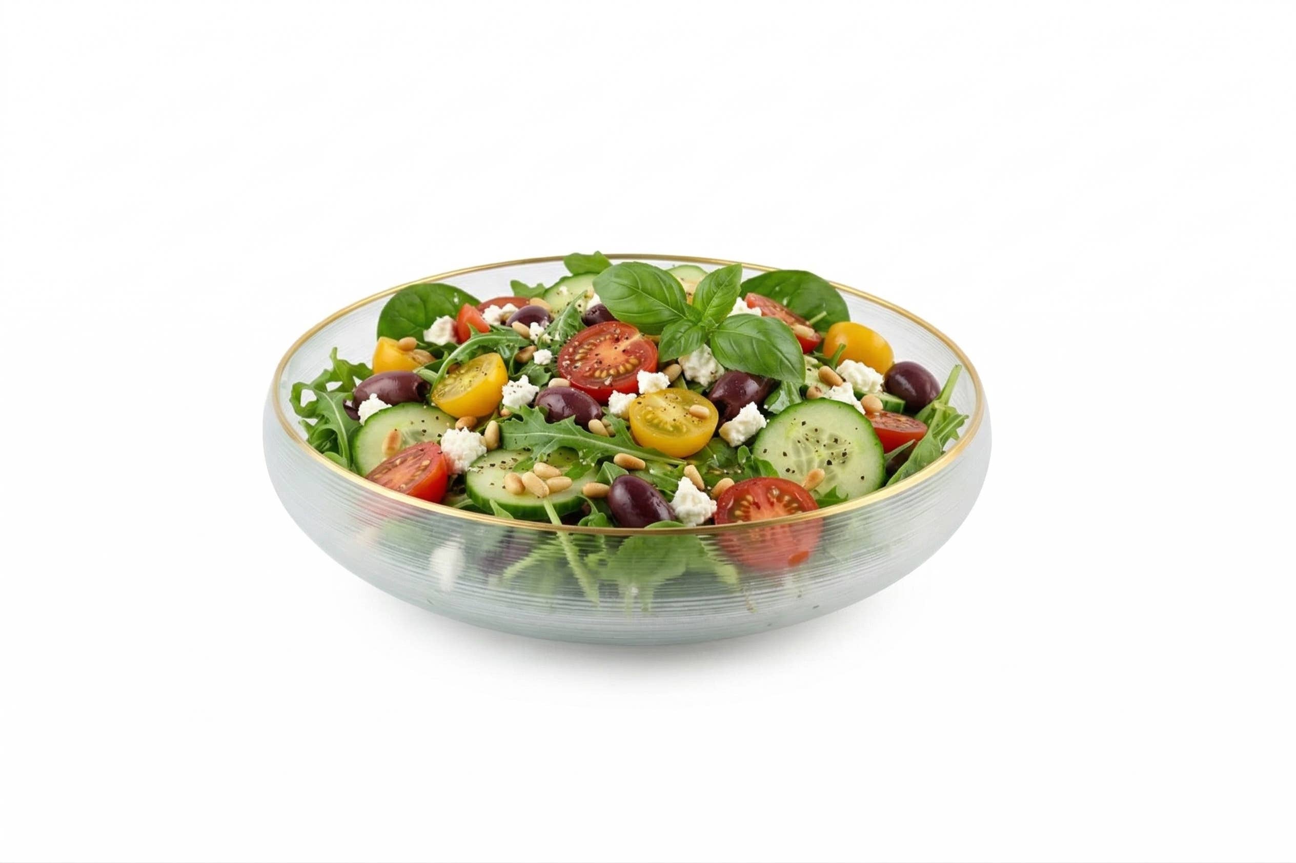 Curved Glass Bowl with Gold Rim- 2 sizes