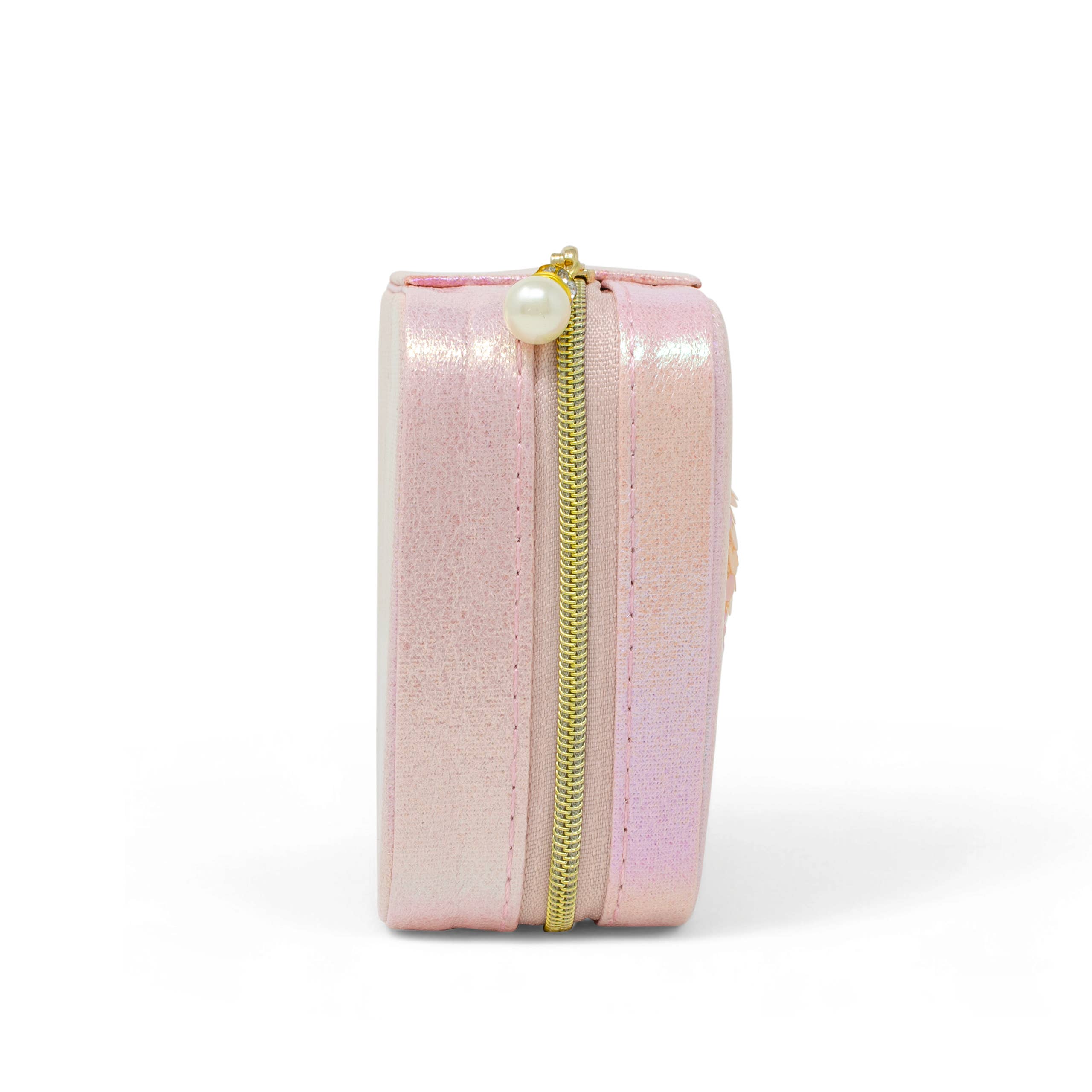 Boîte à bijoux en forme de cœur à paillettes scintillantes : rose