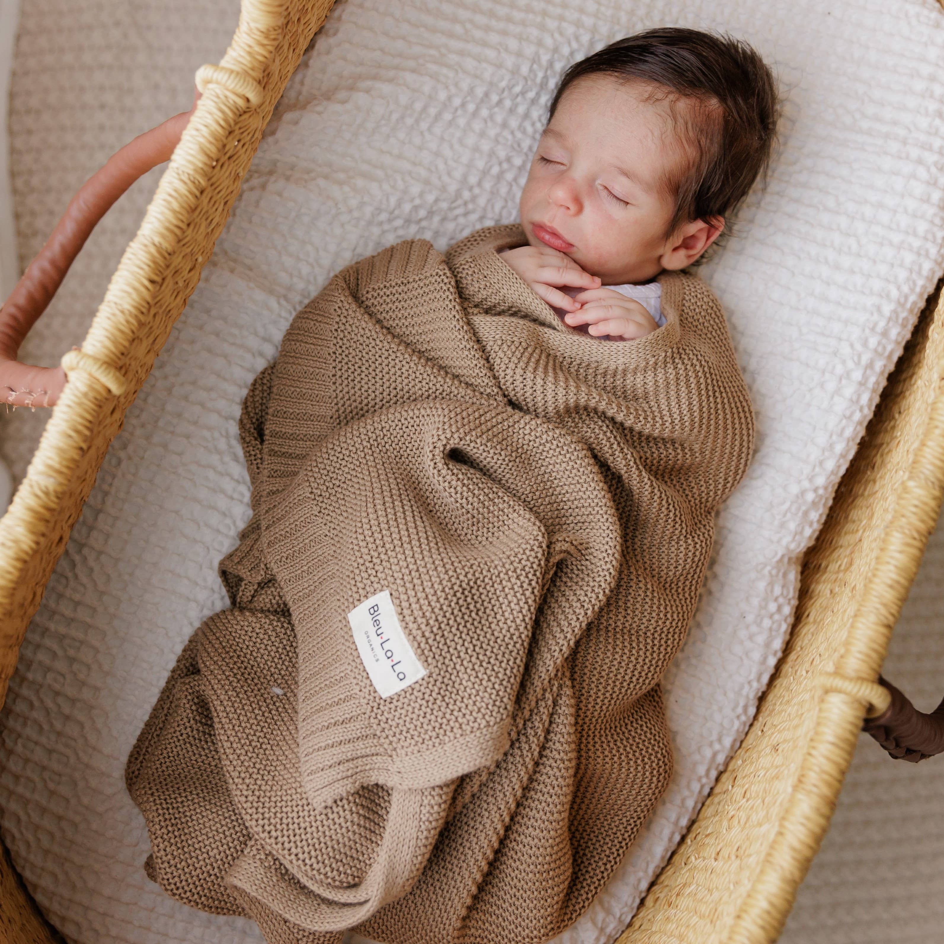 Heritage Knit 100% Organic Cotton Baby Blanket - Oatmeal
