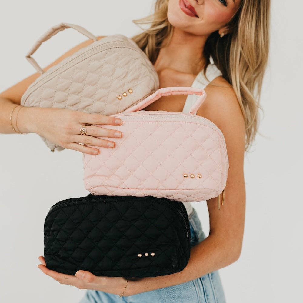 Quilted Cosmetics Bag - taupe