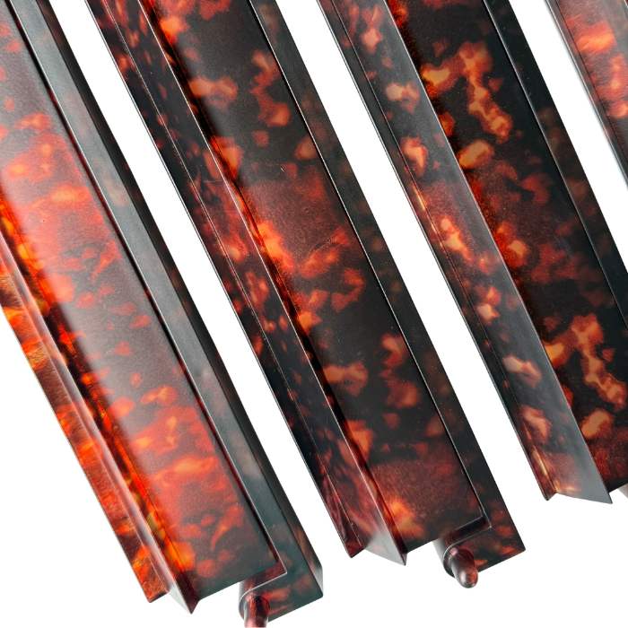 Tortoise Shell Mahjong Rack & Pusher Set of 4