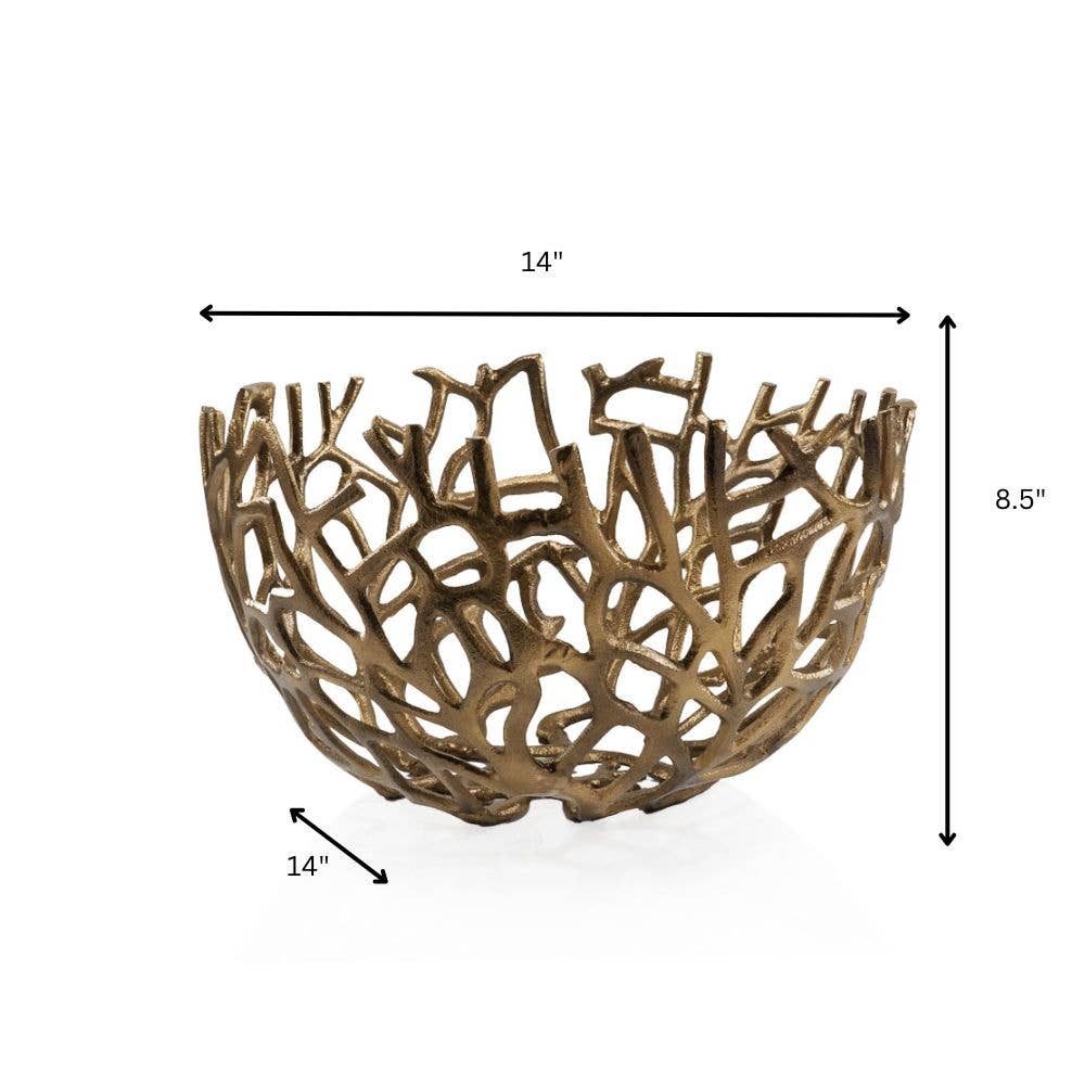 Gold Twigs Round Bowl