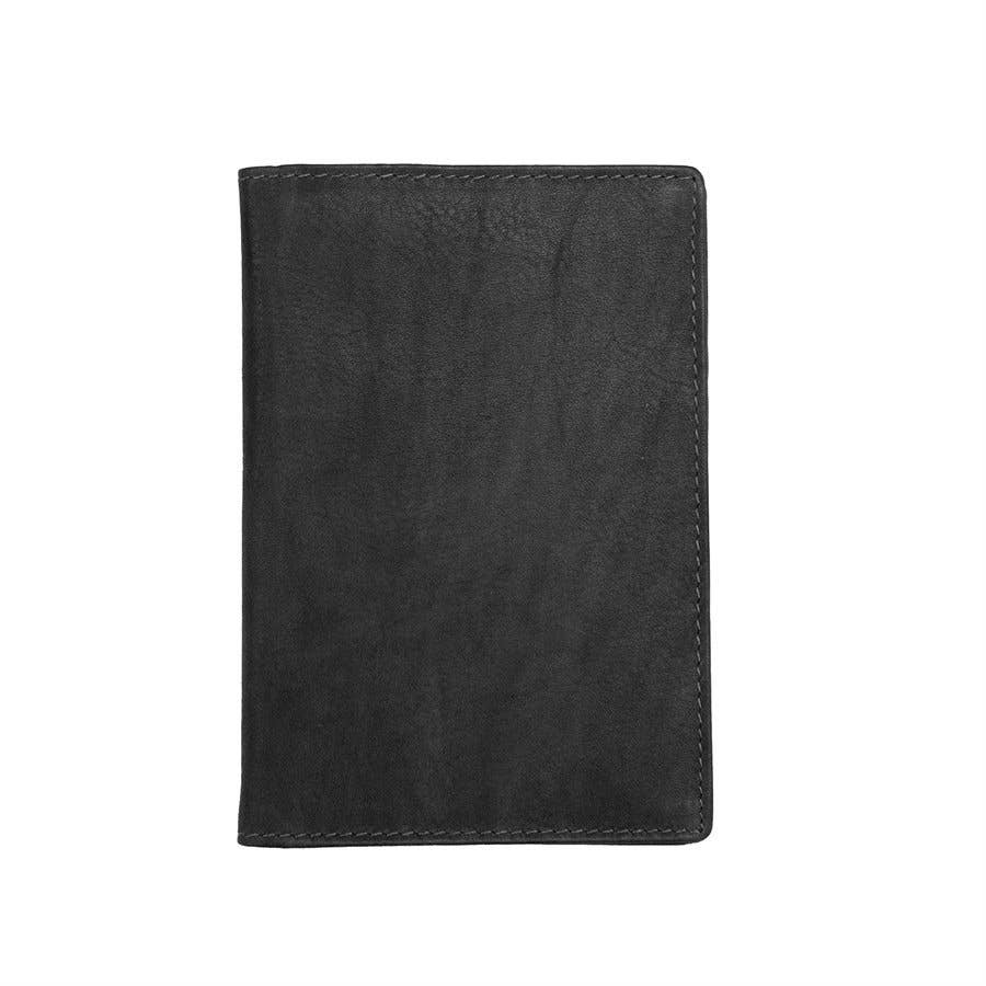 Leather Passport Case with CC Holder - black