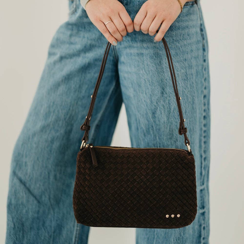 Suede Hobo Shoulder Bag - chocolate