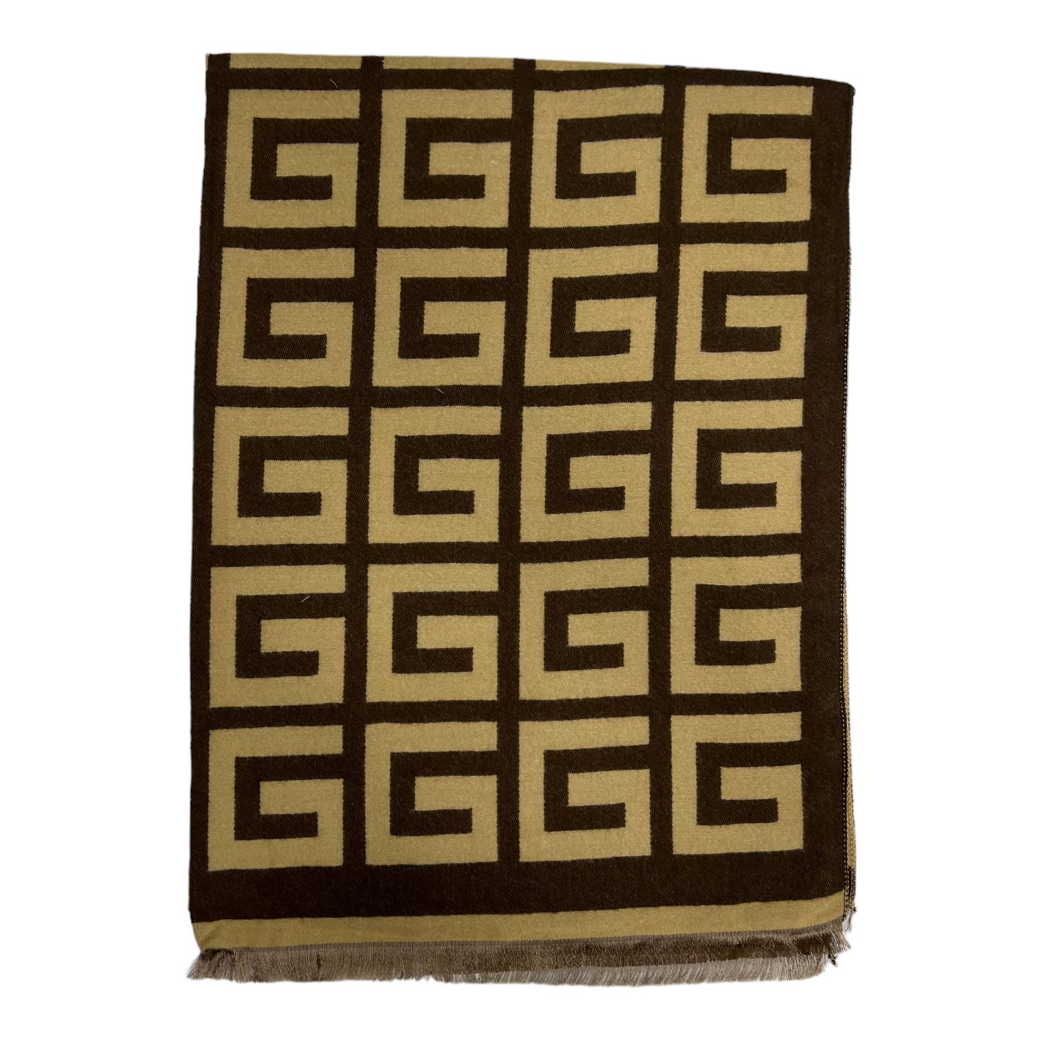 Big Maze print cashmere blend winter scarf - mocha