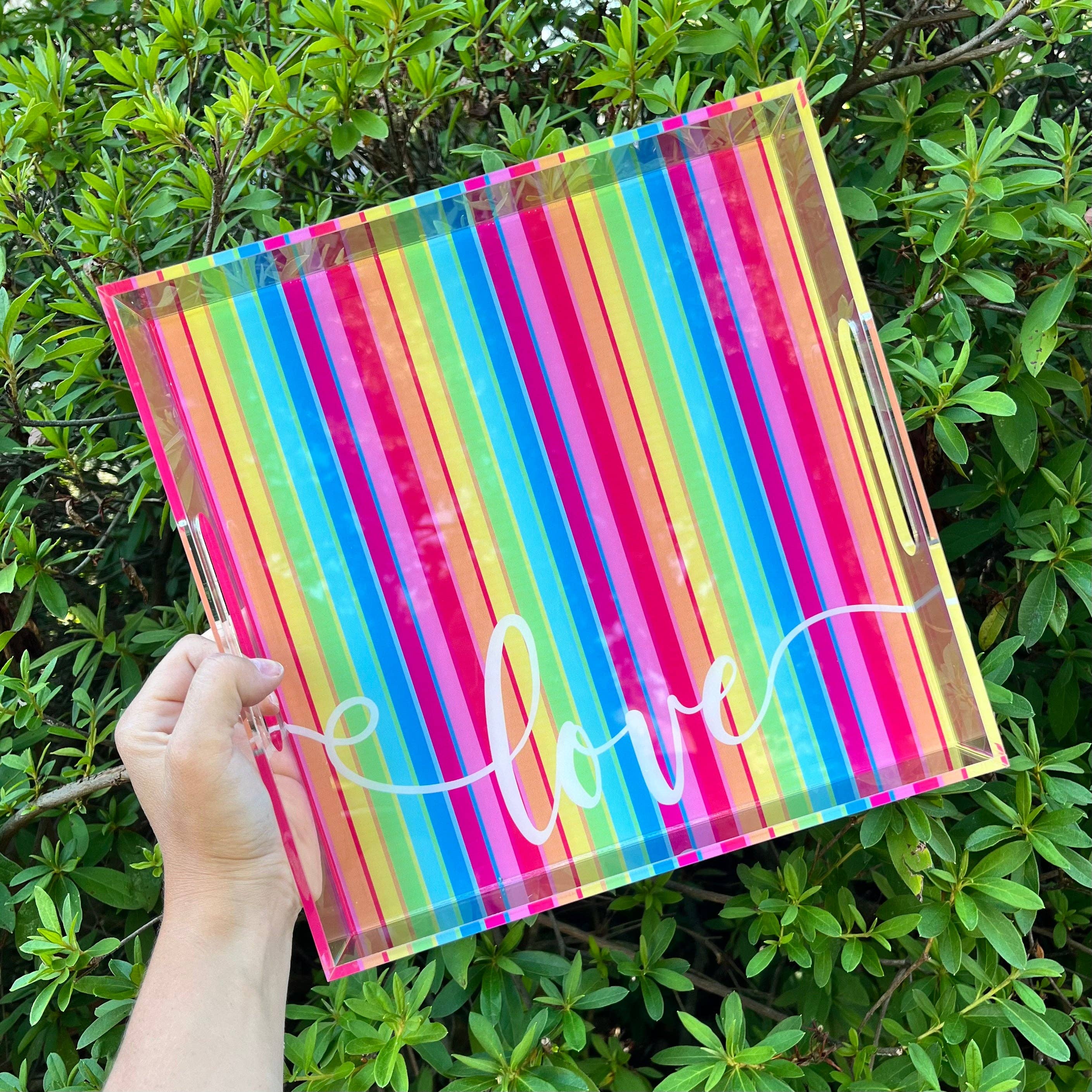 Acrylic Tray - Striped Love