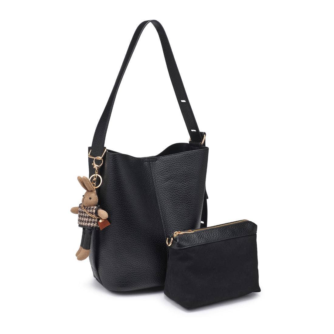 Vegan leather hobo bag w/ charm