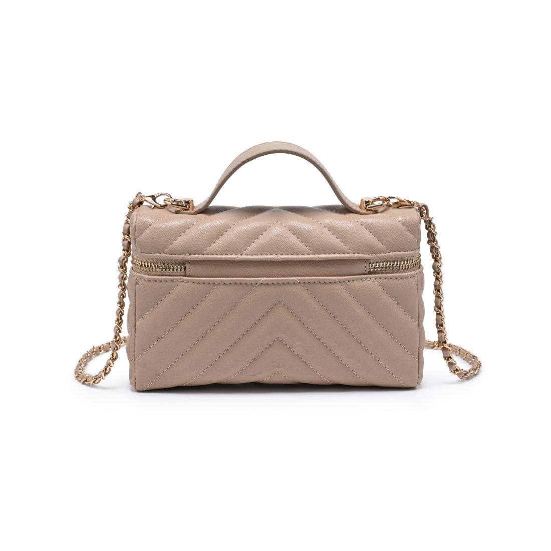 Chevron-quilted Vanity bag with chain - natural