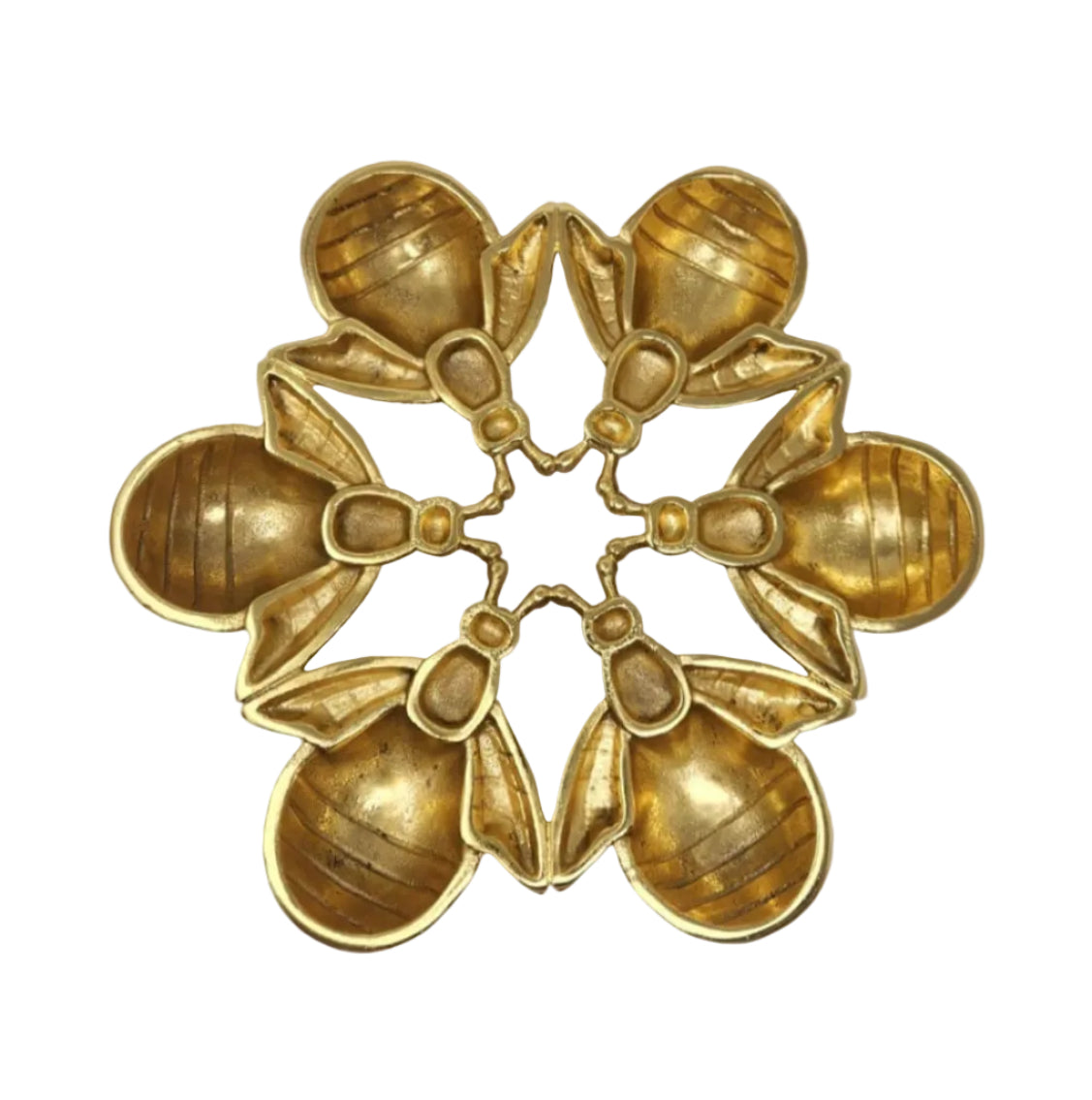 Six Sectional Simonim Tray - gold bees