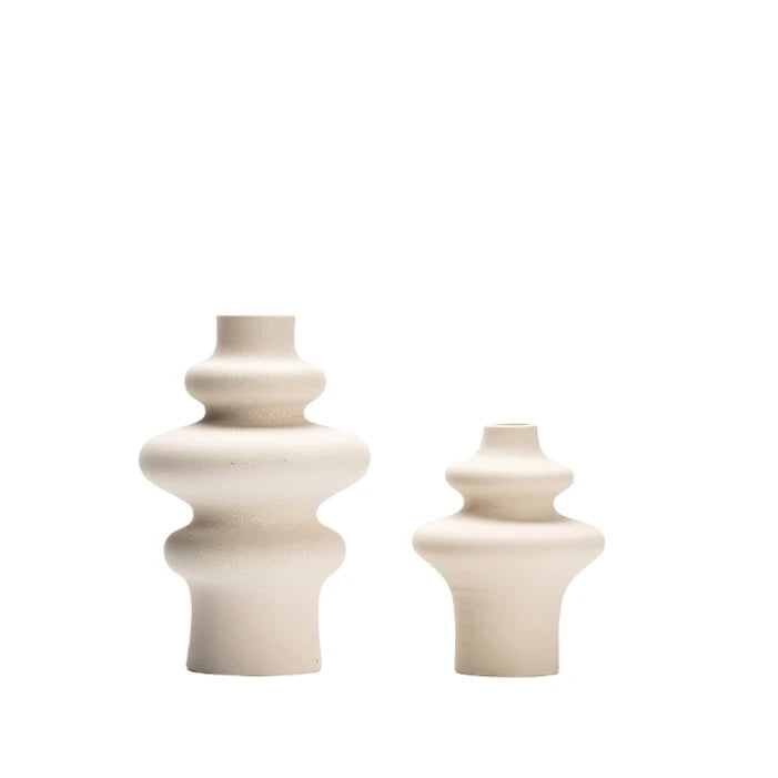 lot de 2 vases à bulles en céramique blanc cassé