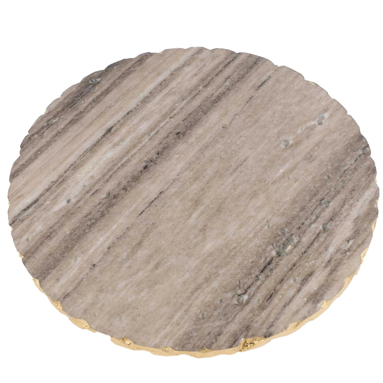 Plateau tournant en marbre taupe/doré
