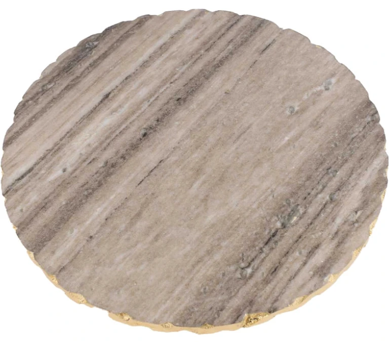 Marble Lazy Susan Taupe/Gold - Large