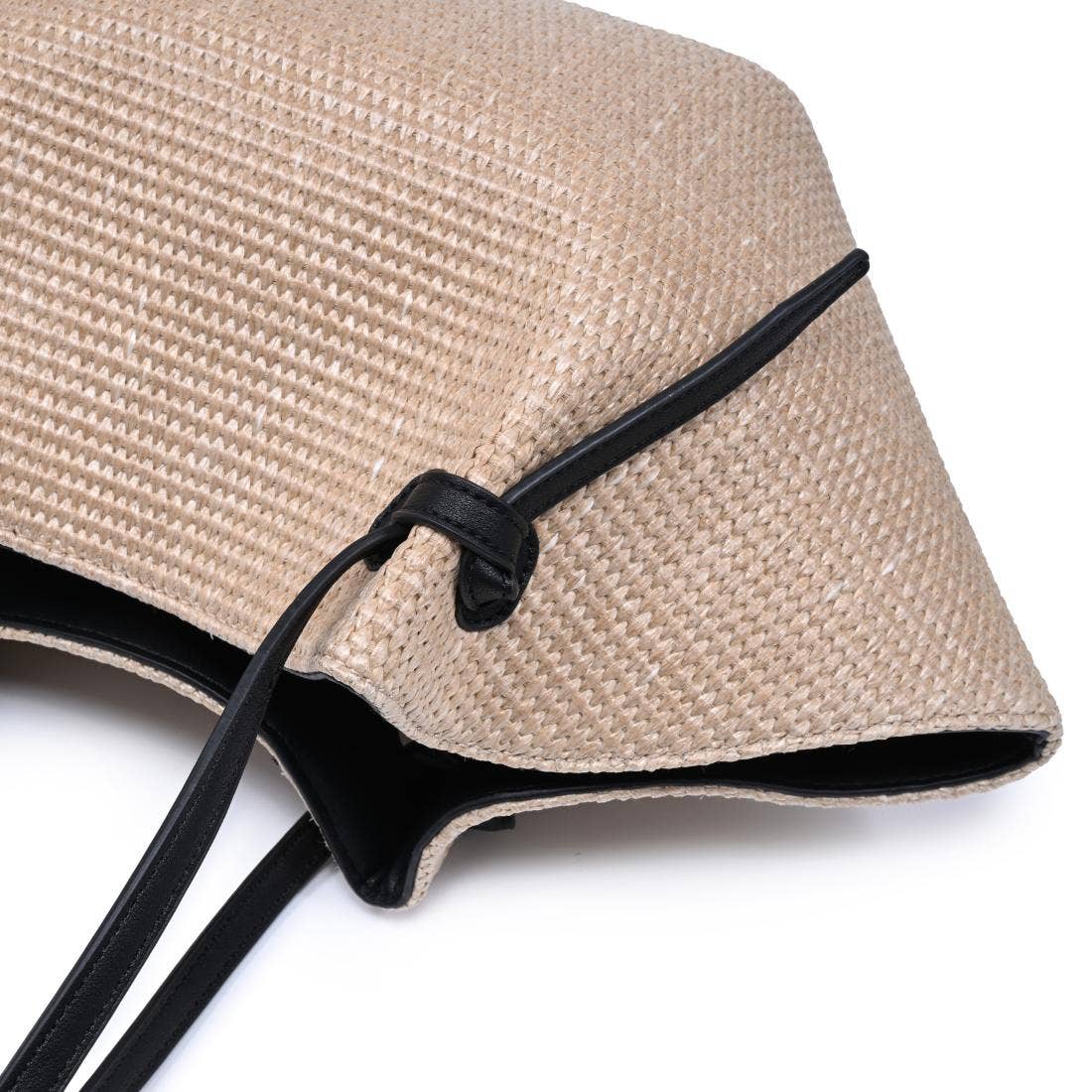 Sac cabas tissé à anses allongées - noir naturel